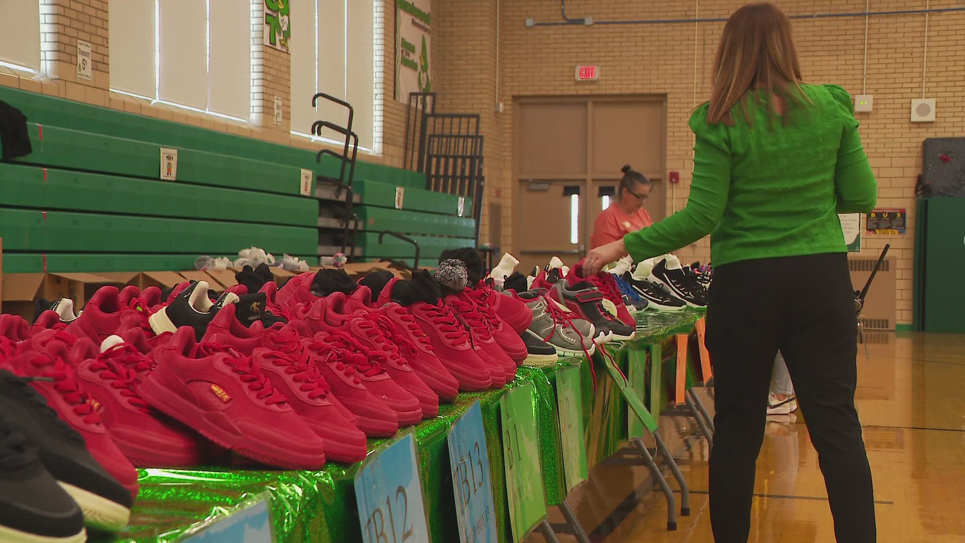 Each of the around 550 students at the school was gifted a free pair of shoes, socks and a tote bag today courtesy of Truist Bank and Samaritan's Feet.