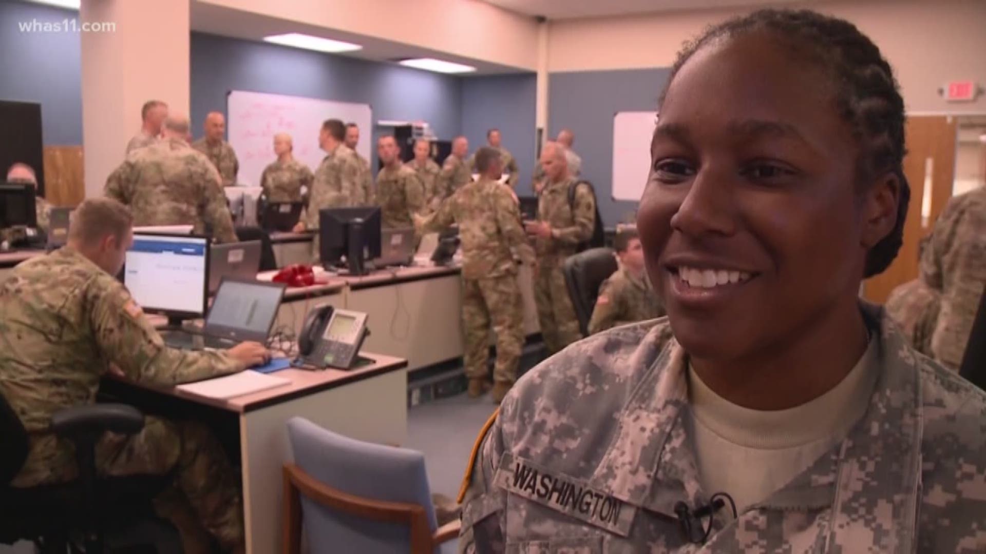 A member of the Kentucky Army National Guard, and native of North Carolina, was honored in front of her peers for her effort in Hurricane Florence aid.