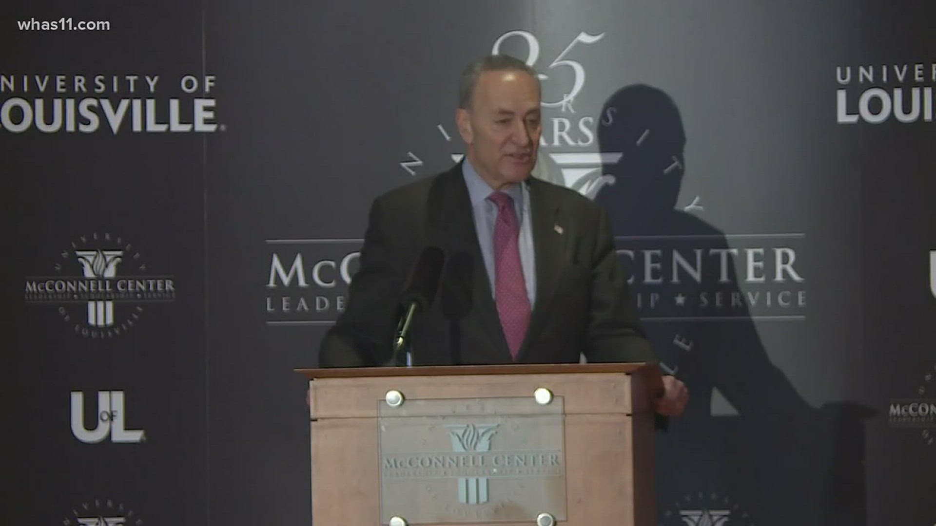 Senate Majority Leader Mitch McConnell welcomed Senate Minority Leader Chuck Schumer to UofL.