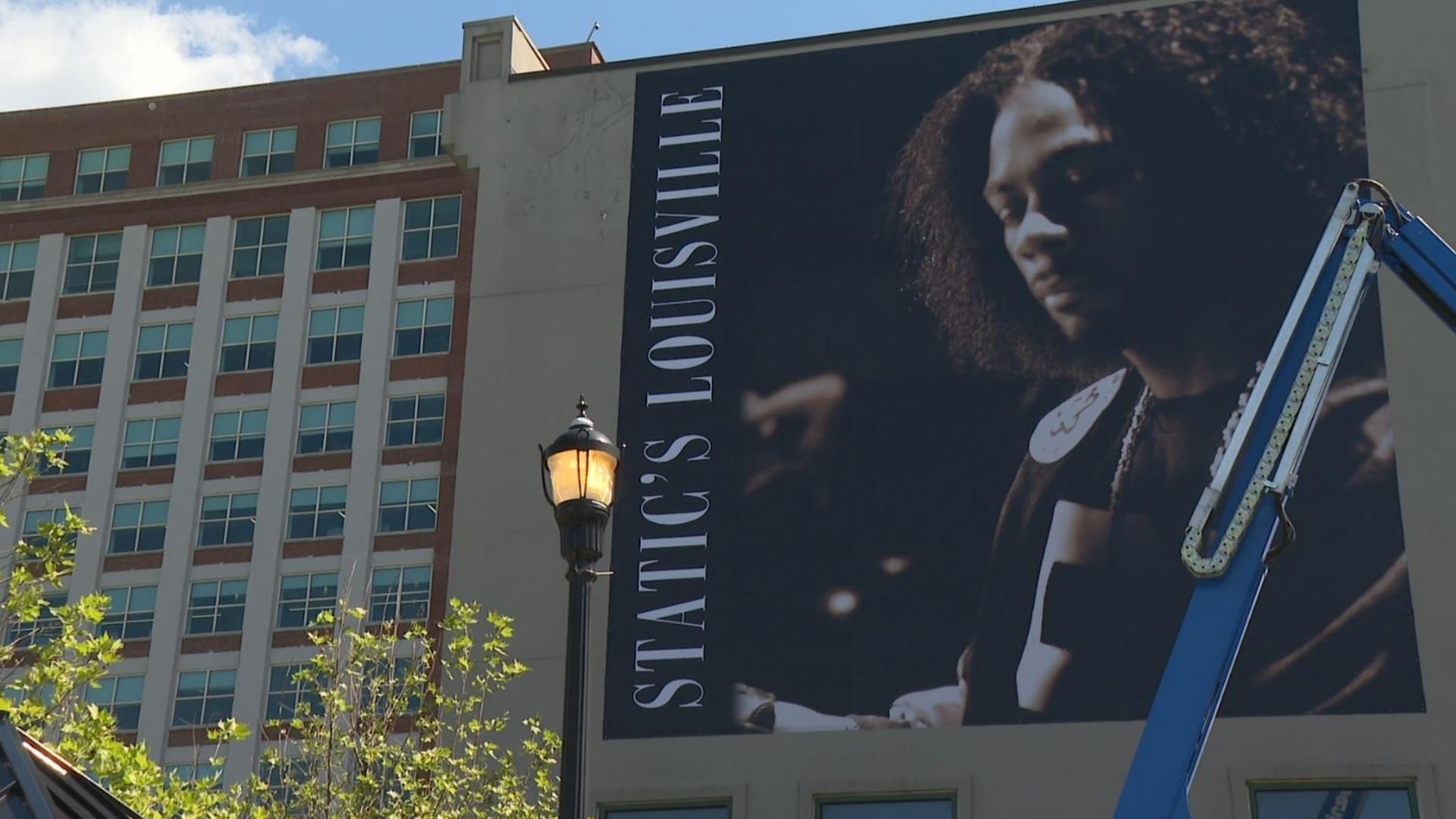 The late Grammy winner, known for his hit 'Lollipop' with Lil' Wayne was honored with a banner in downtown Louisville.