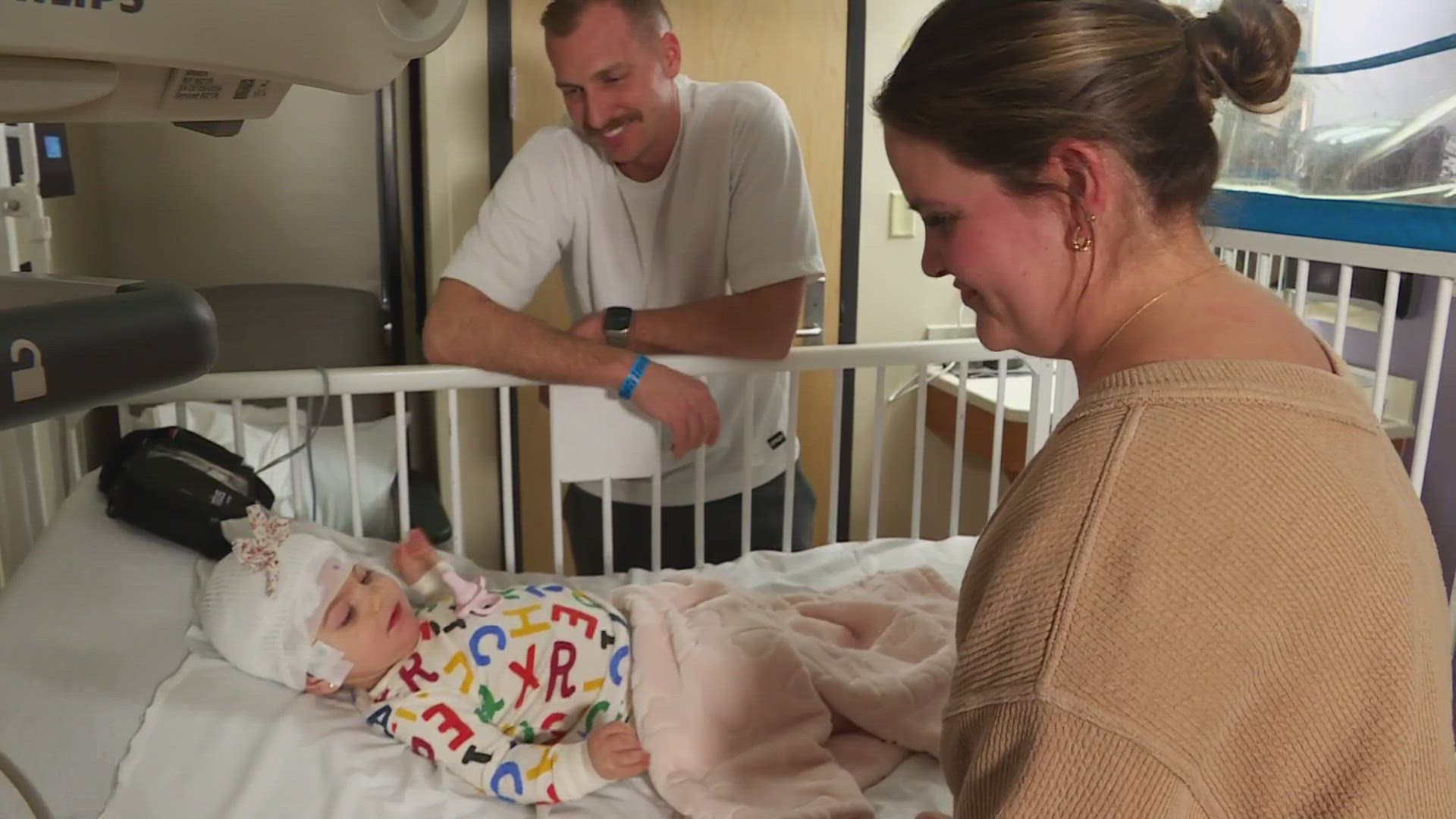 Bryce Carden's daughter, Oaklynn, is the first patient at Norton's new epilepsy unit. The unit was also partially funded by the WHAS Crusade for Children.
