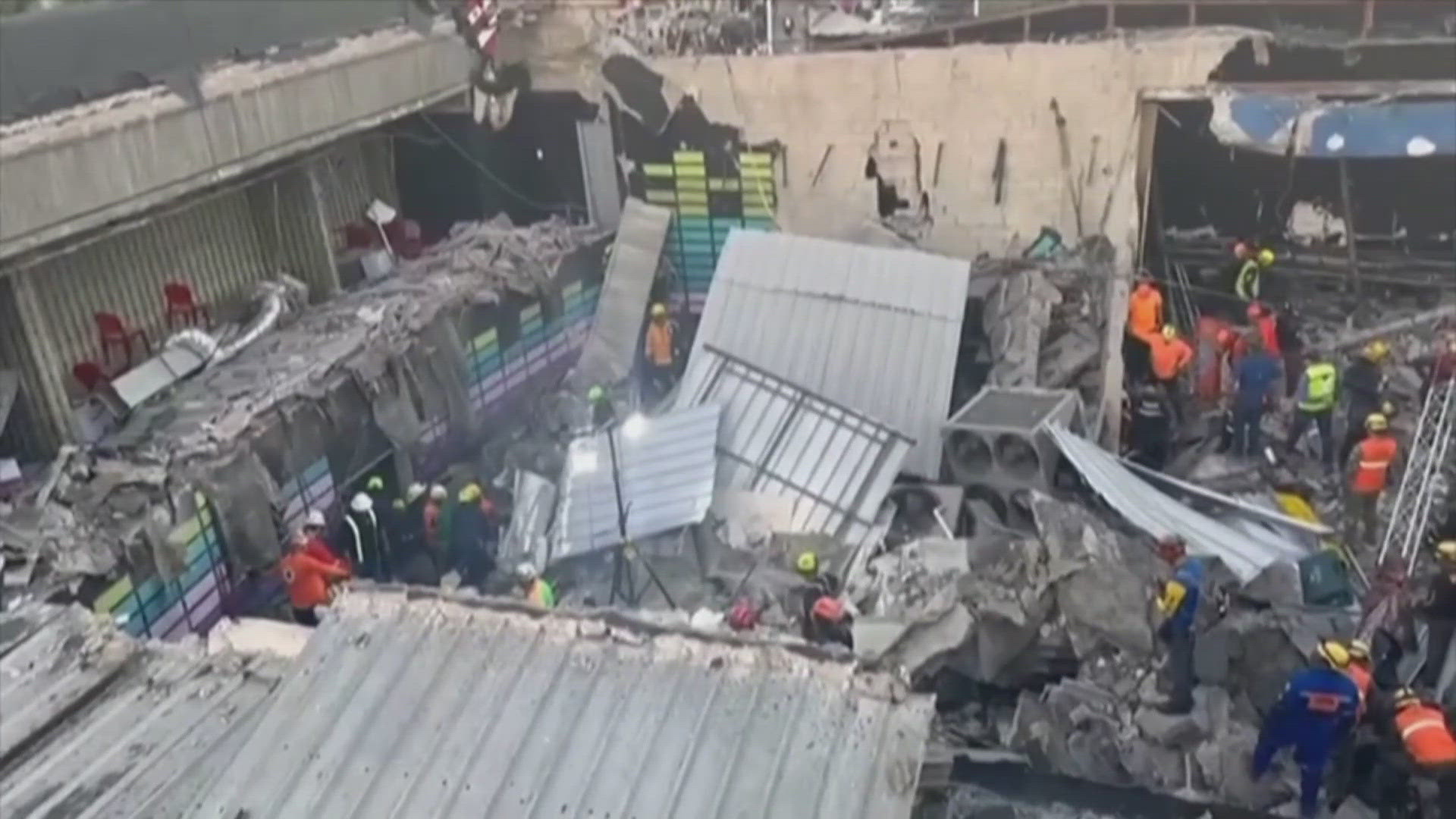 A video circulating online shows a man pointing to the roof, the singer on stage also looking up and then the roof collapsing.