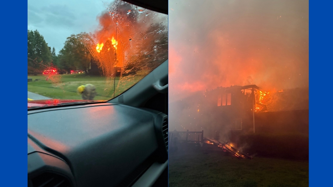 Lightning catches home on fire in Oldham County