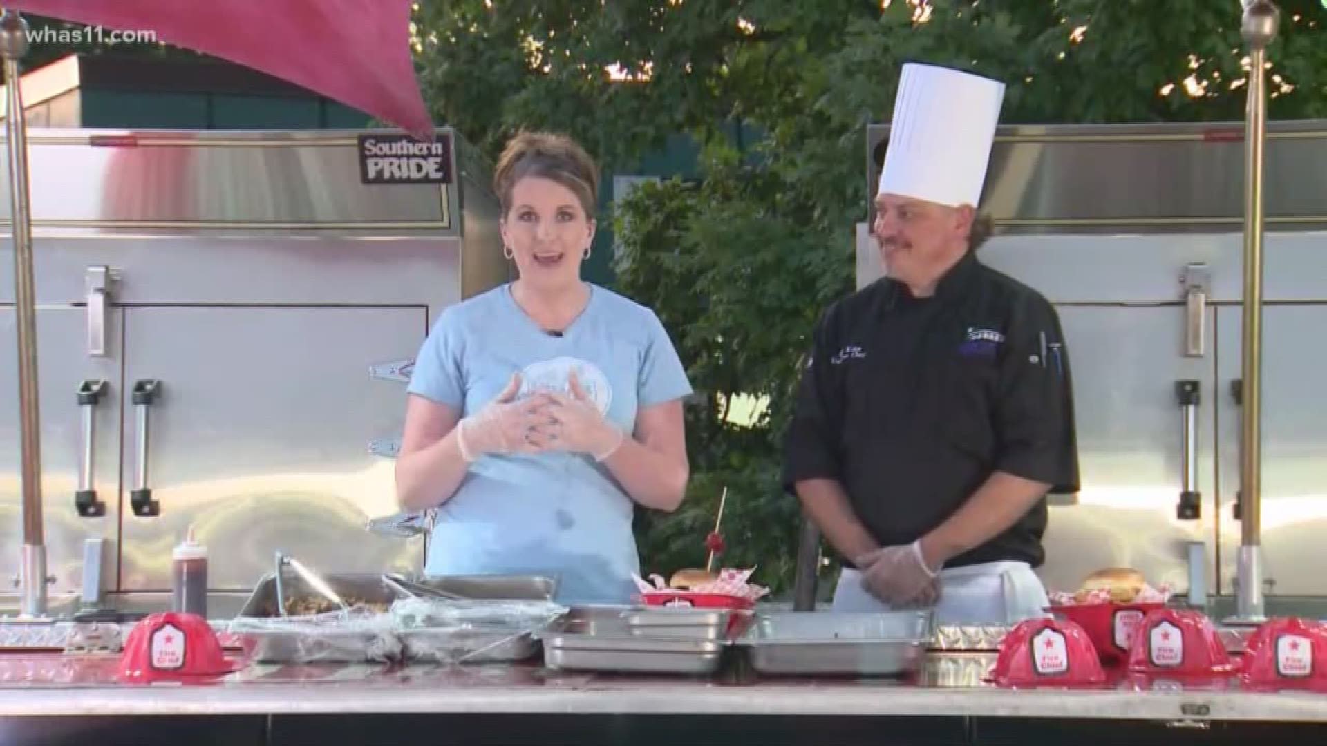 Brooke Hasch gets cooking on top of a fire truck with Chef Scott Kohn, sampling some of the dishes at the Kentucky State Fair.