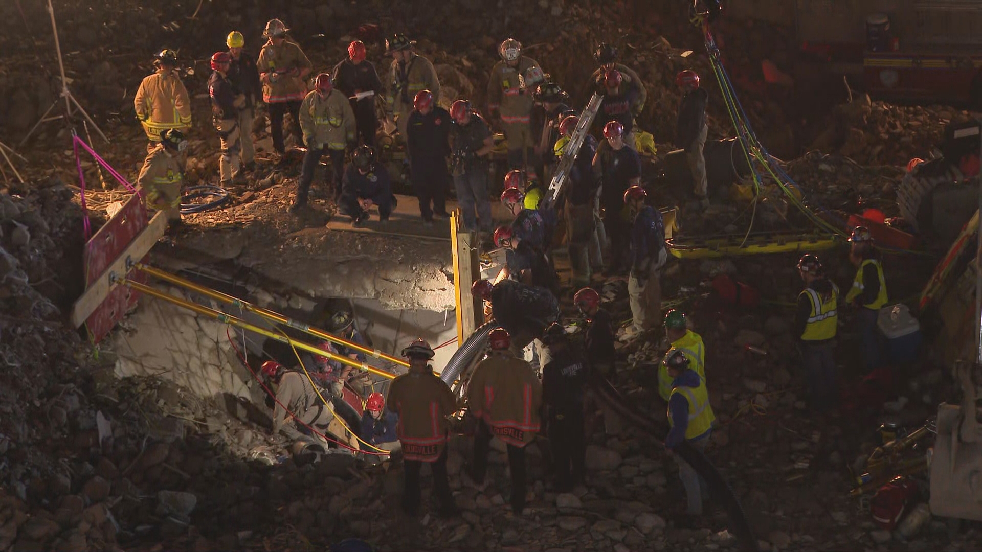 It's been several hours since a construction worker got trapped under rubble at a demolition site on Thursday.