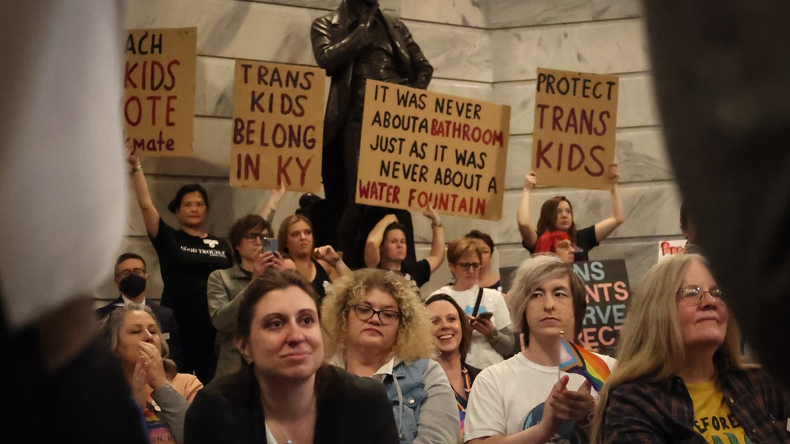 Kentucky LGBTQ+ Advocates Protest Recent Legislation In Frankfort ...