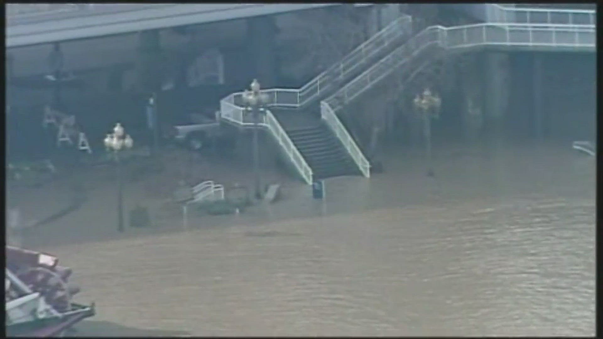 SKY11 was over flooding in the areas of River Road and Waterfront Park on Feb. 19.