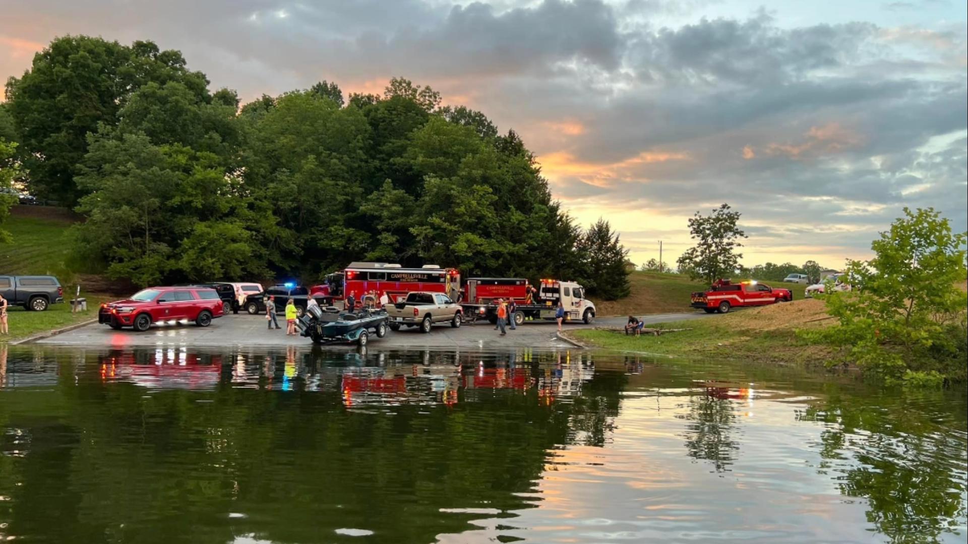 Campbellsville Fire & Rescue officials found a deceased man and his vehicle Sunday in a Kentucky lake.