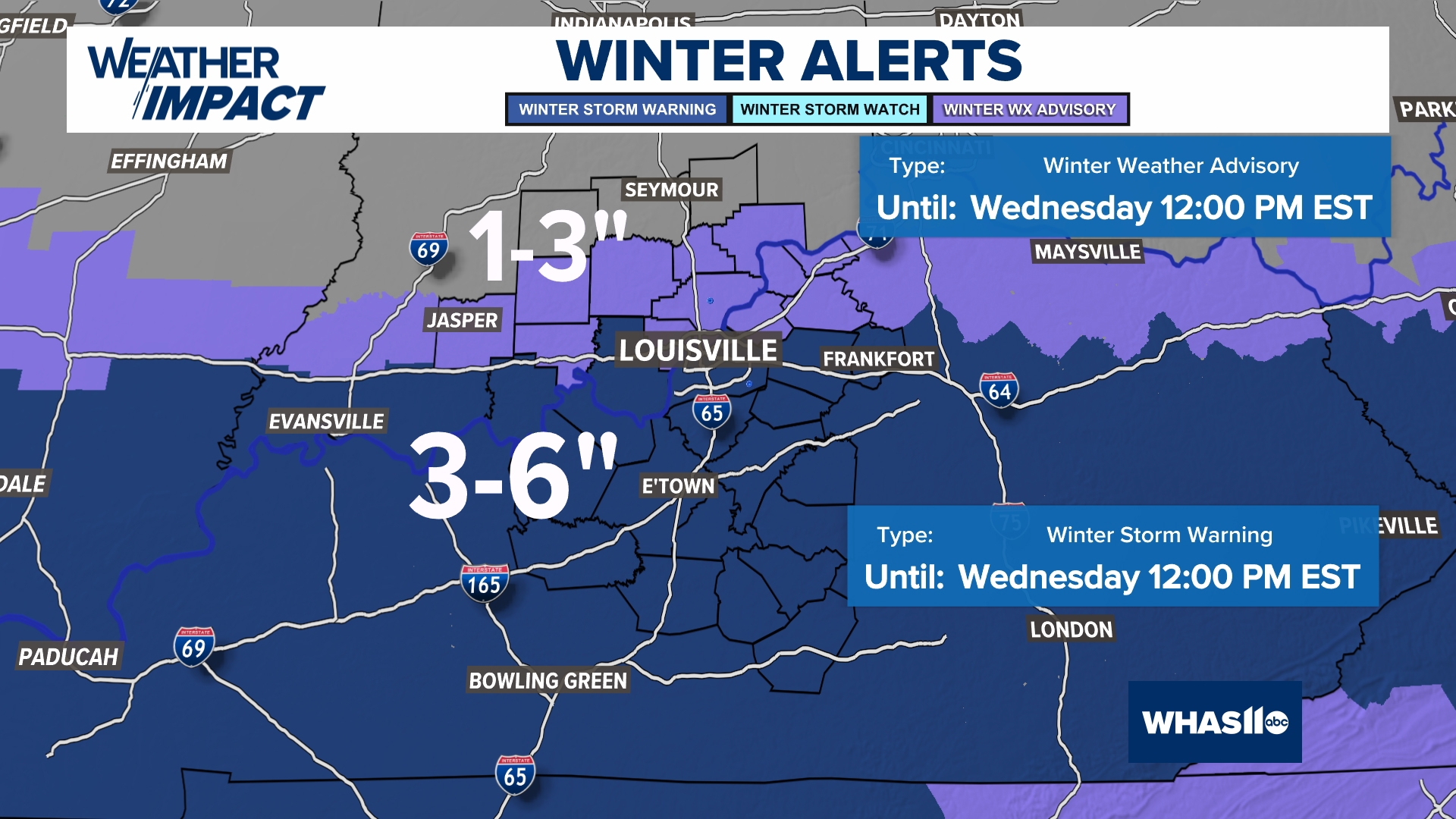 Accumulating snow moving into Kentucky and Indiana | Weather Impact ...
