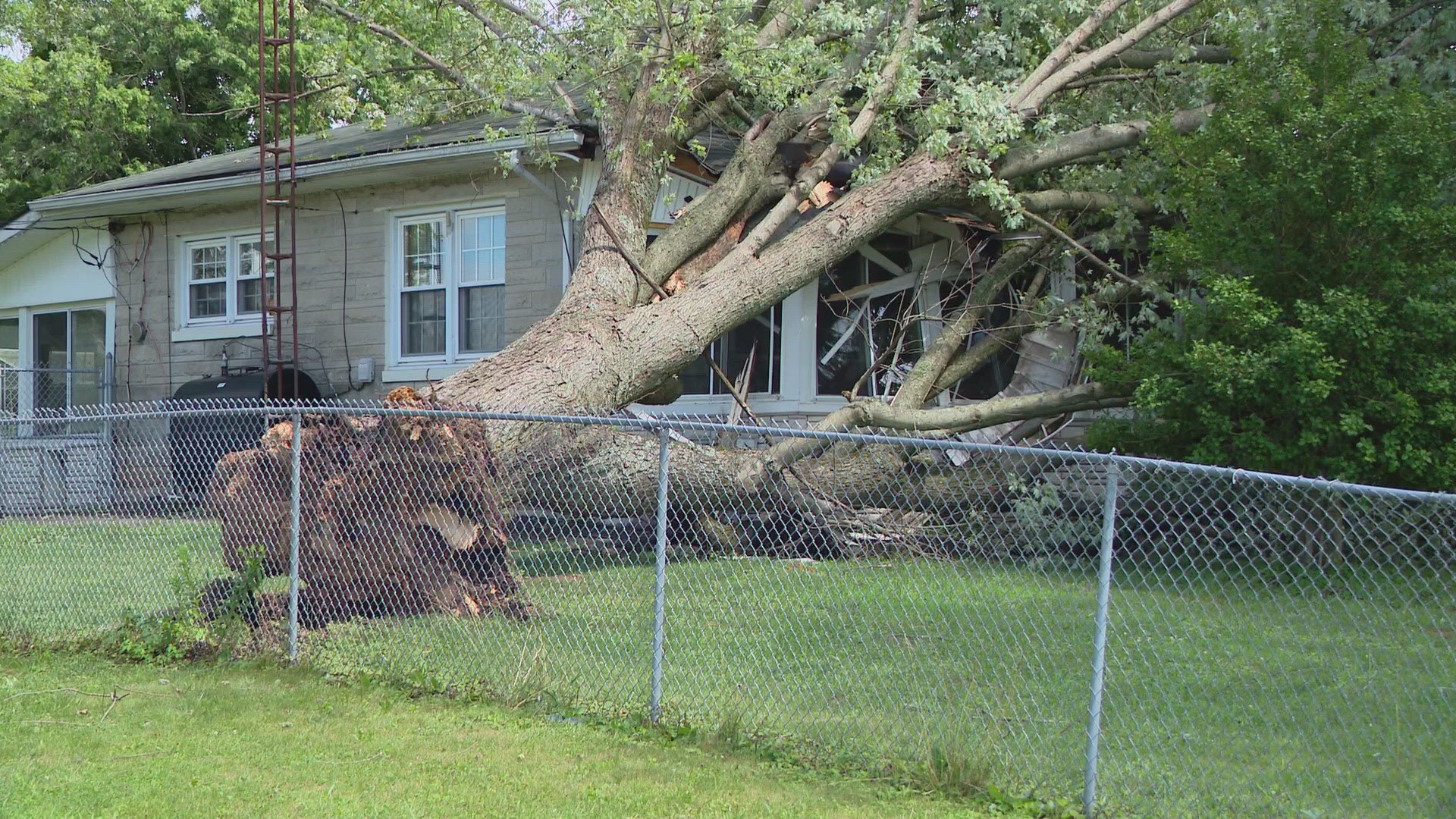 The National Weather Service reported winds up to 85 mph.