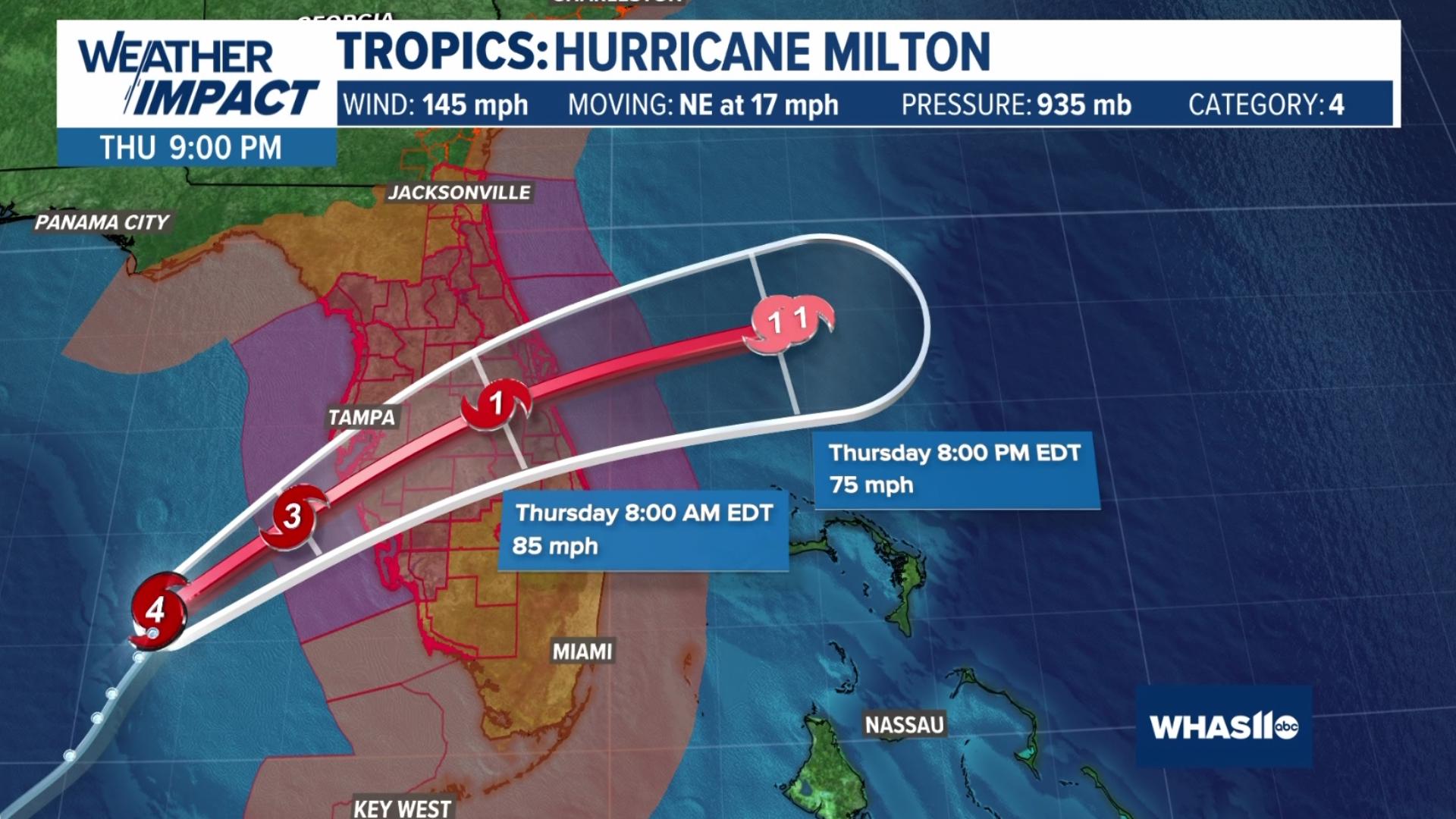 Milton is expected to hit Florida near Tampa late Wednesday night into early Thursday.