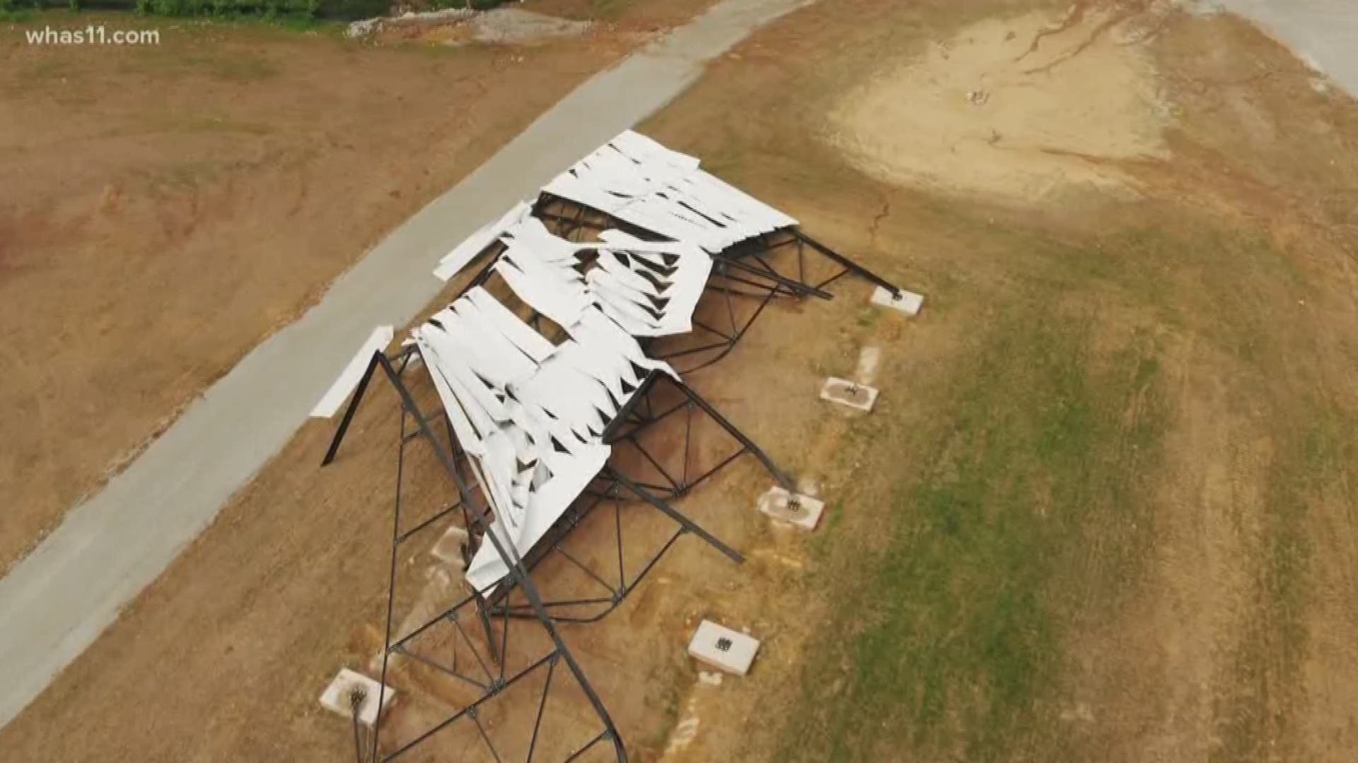 In LaGrange, the recently opened Sauerbeck drive-in has been forced to close after strong winds knocked down the movie screen.