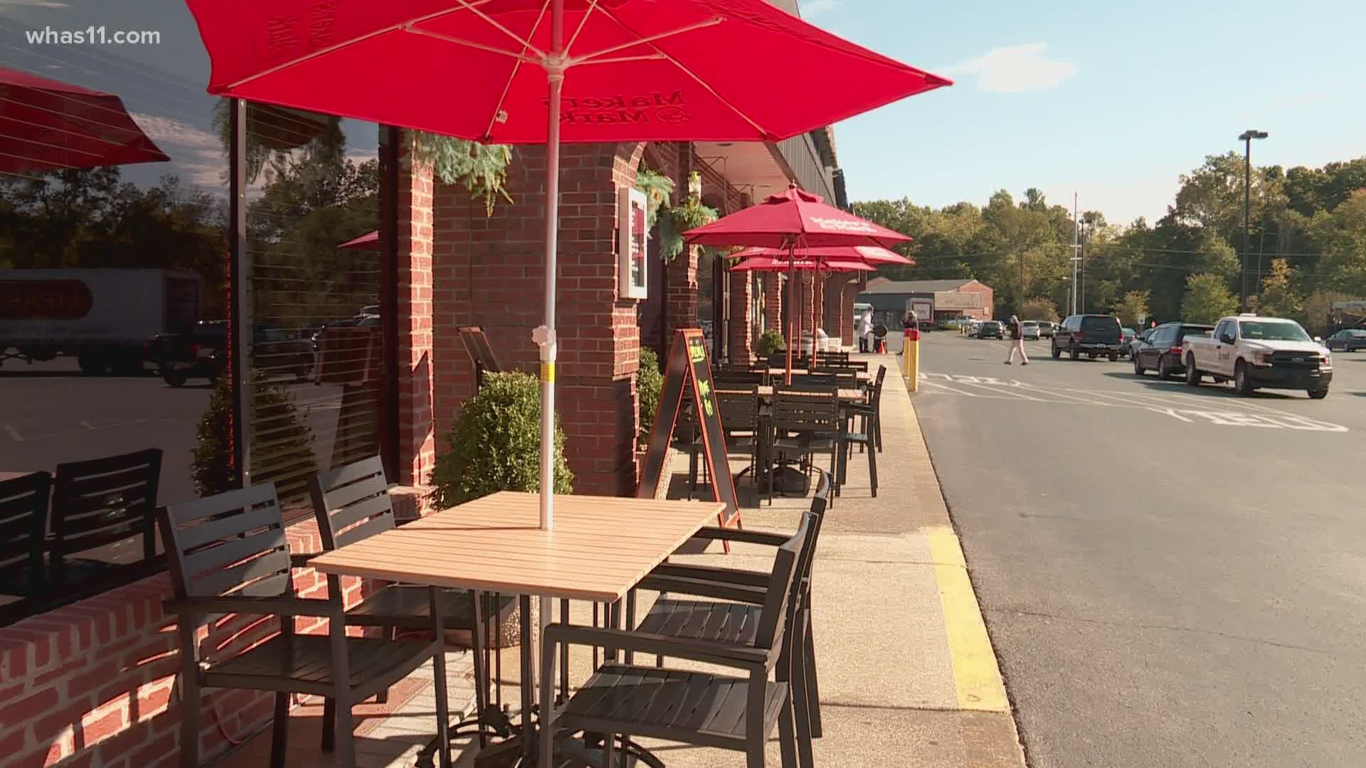 Louisville has explored options to allow for additional seating in streetside parking spaces.