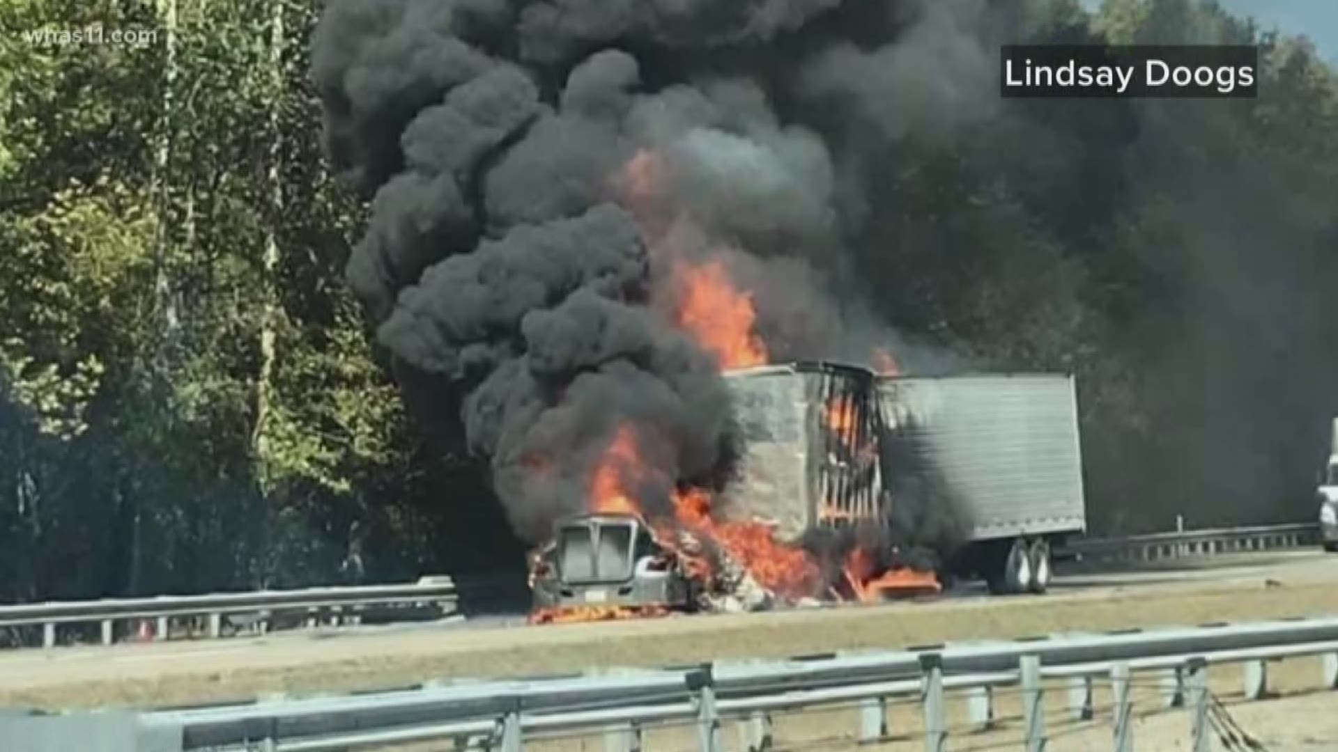 A semi caught fire on I-65 near Elizabethtown in Hardin County Sunday afternoon. No one was hurt in the incident.