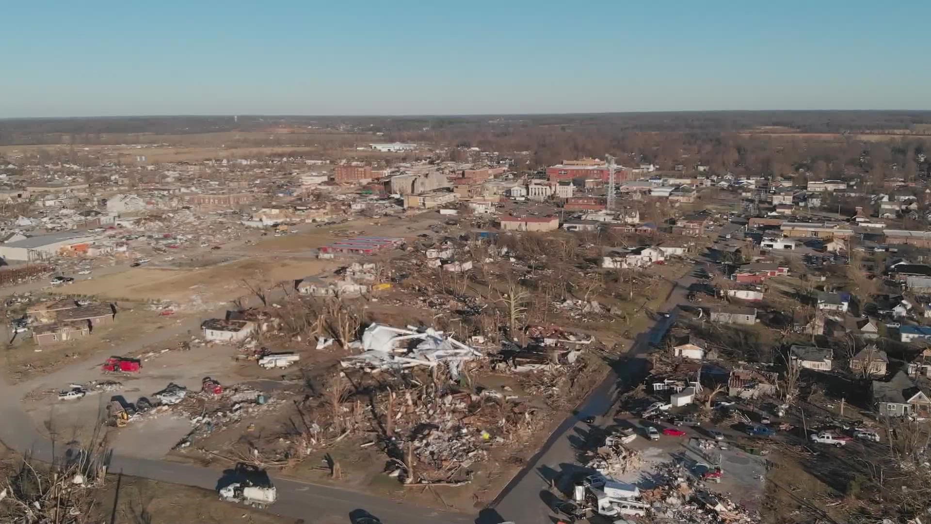 FEMA drone view of tornado aftermath in Mayfield.