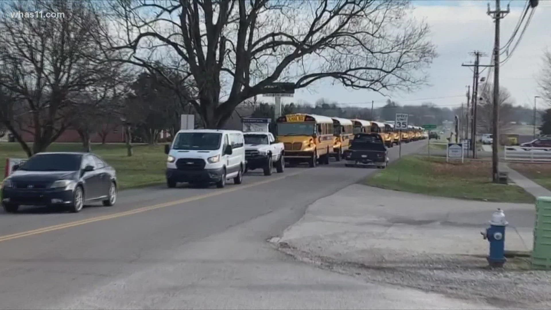 The 'Stuff the Bus' campaign was so successful Western Kentucky leaders greeted with 20 busloads of donations.