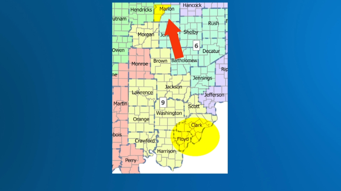 Proposed Indiana congressional map groups So. IN and downtown Indy together