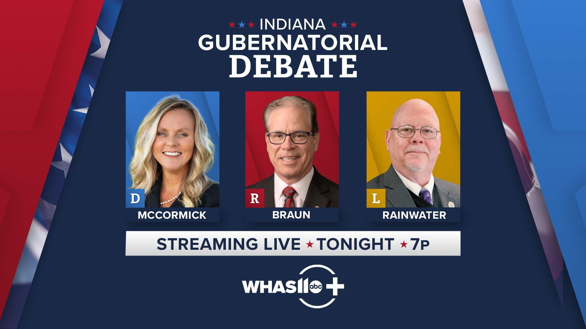 Candidates Jennifer McCormick (D), Donald Rainwater (L) and Mike Braun (R) will debate live days before the election.