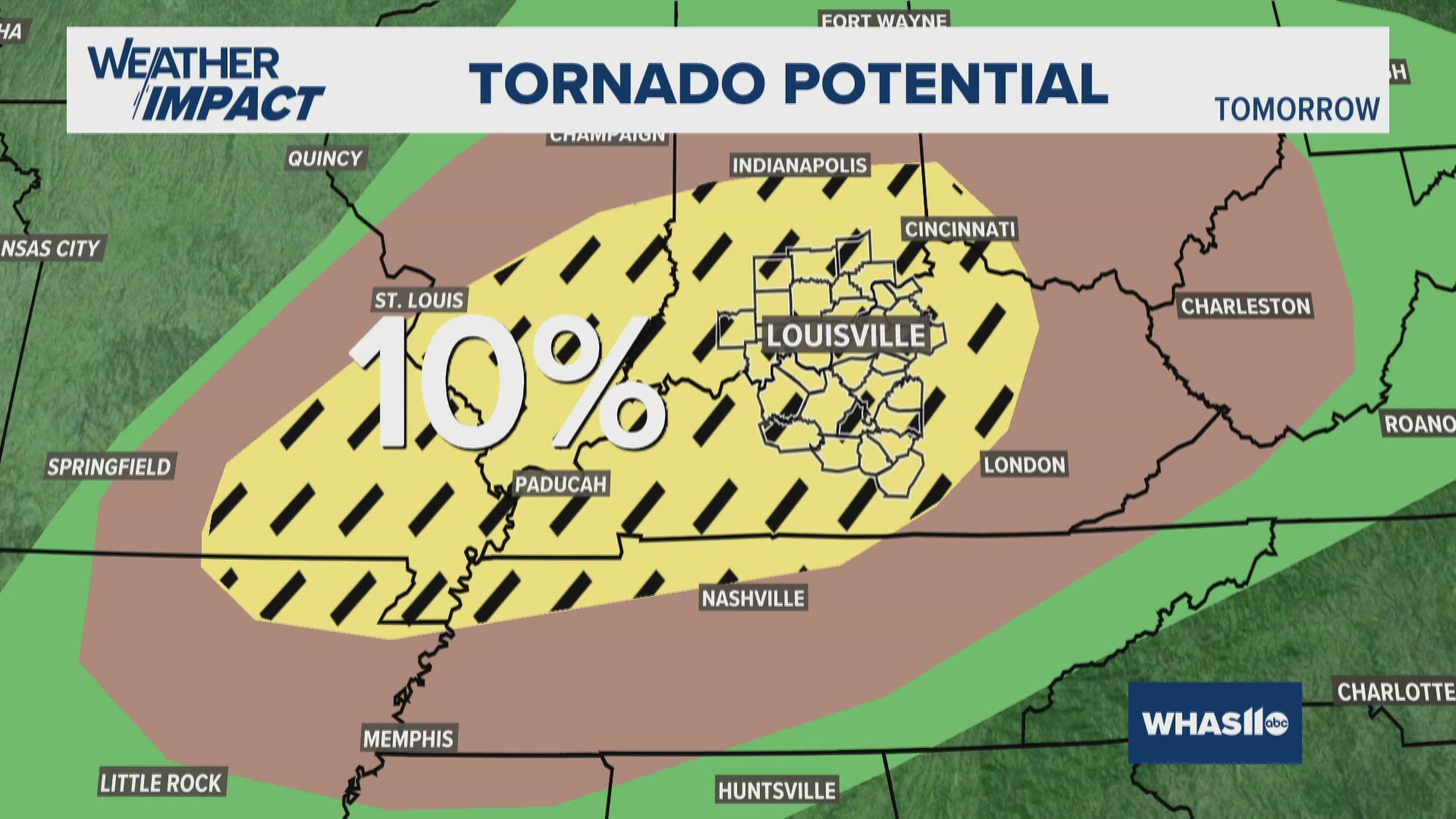 A strong line of thunderstorms will move through Kentucky and southern Indiana bringing damaging winds, hail, and tornadoes.