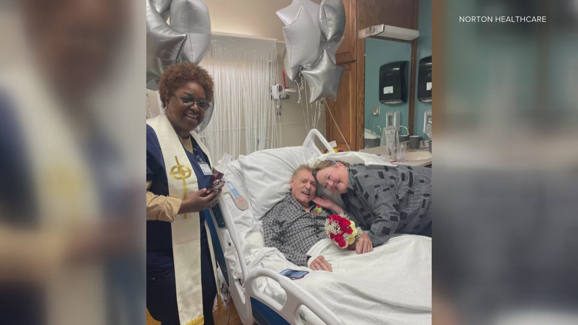 With little time to prepare, hospital staff and chaplain services put together a ceremony with decorations, cake, sparkling cider and a handcrafted tissue paper veil