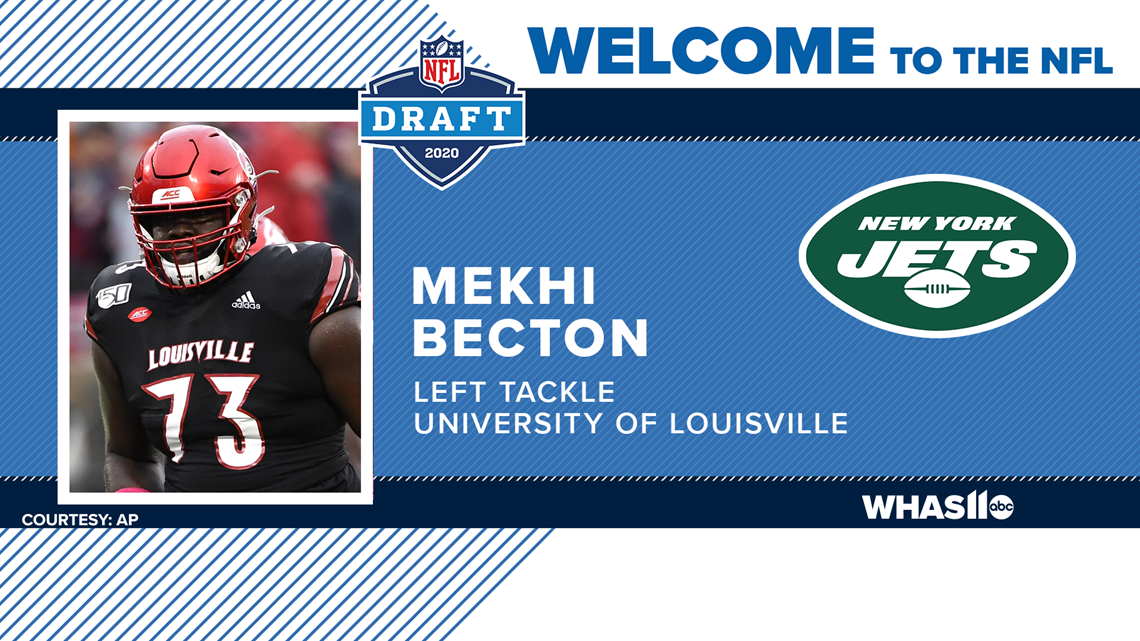 Offensive tackle Mekhi Becton from Louisville taken by NY Jets