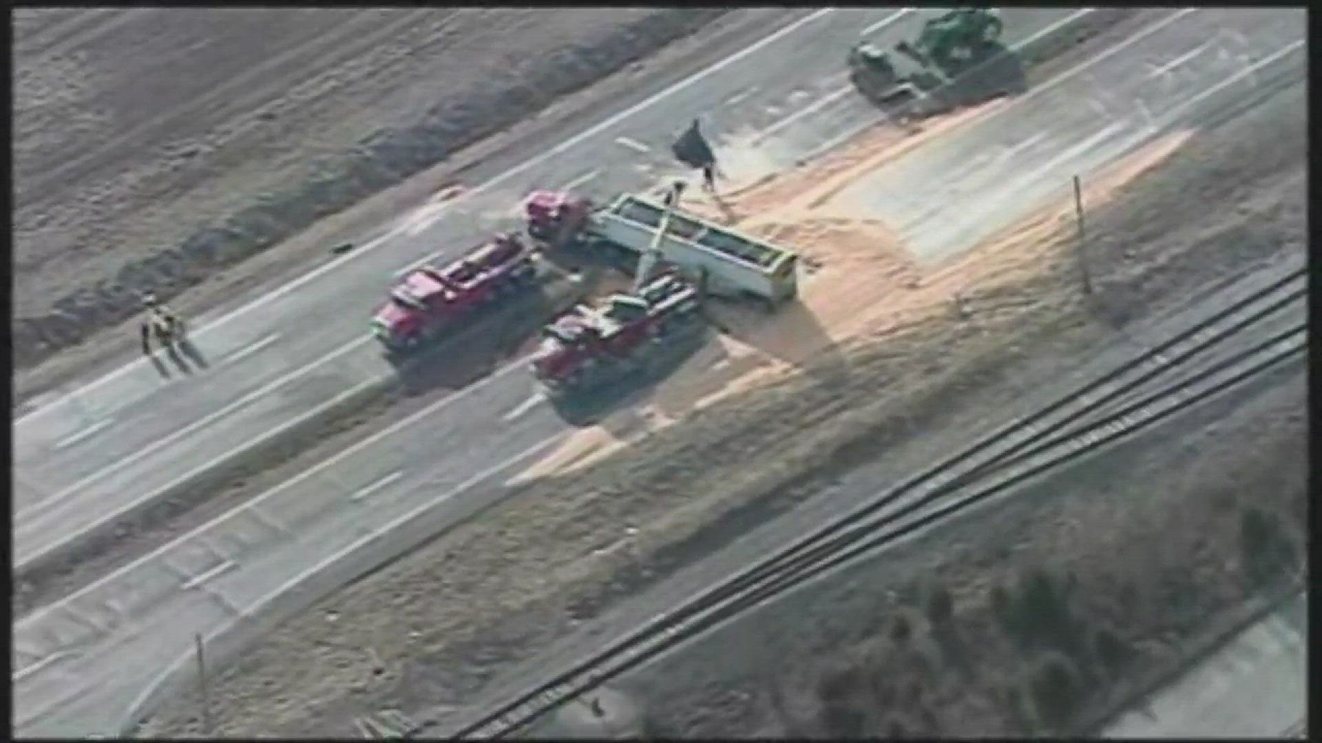 The road was closed as crews worked to clear the crash on Feb. 19.