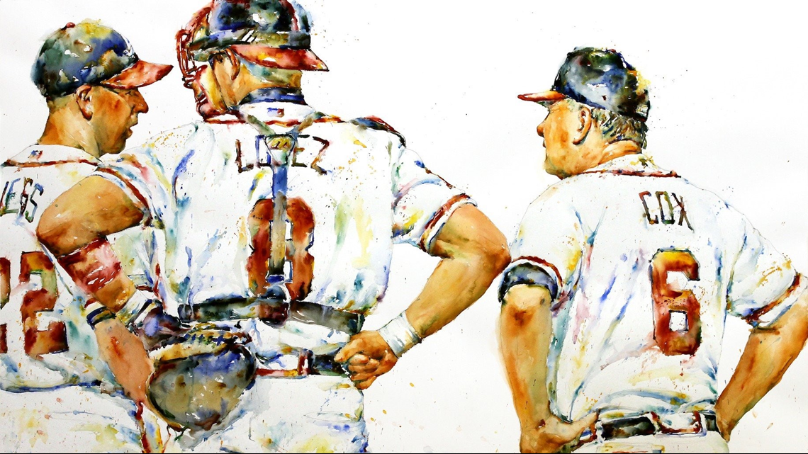 Watercolor Love Braves Baseball Home Atlanta Baseball 