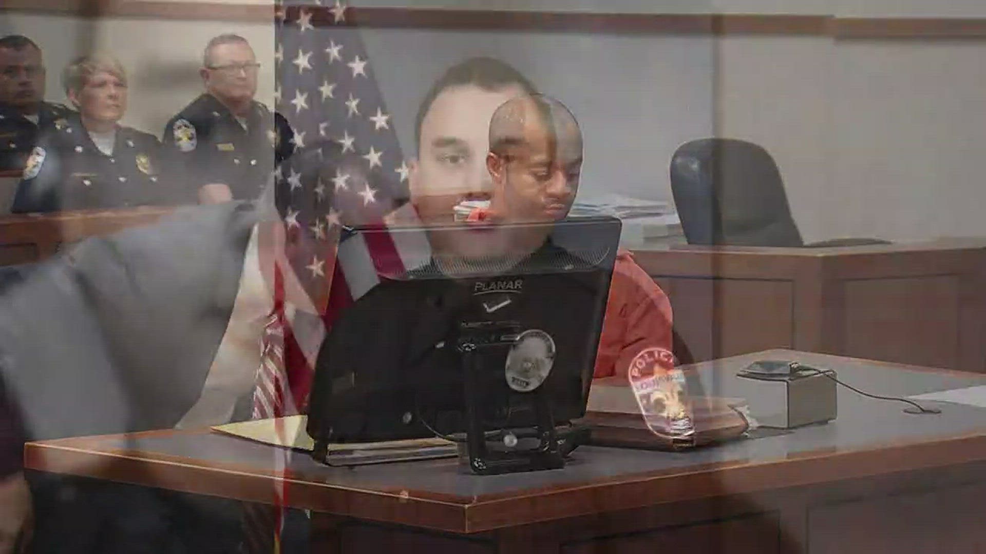 A visible show of support from law enforcement appear in a Jefferson County Courtroom to support fallen Officer Nick Rodman. Wathaniel Woods is accused of causing the fatal March accident that led to Officer Rodman's death