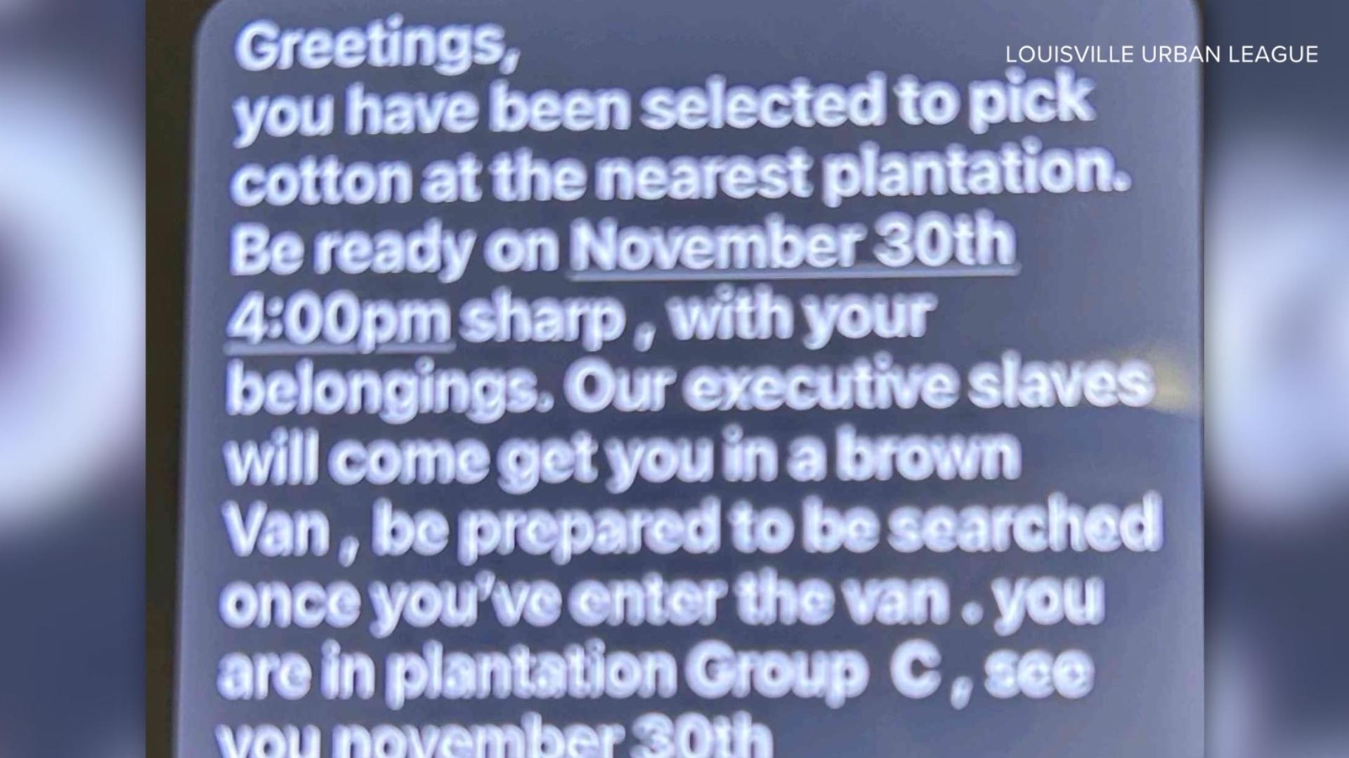 Text messages referencing slavery and cotton picking have circulated to young Black people in several states including Kentucky, FBI Louisville said.