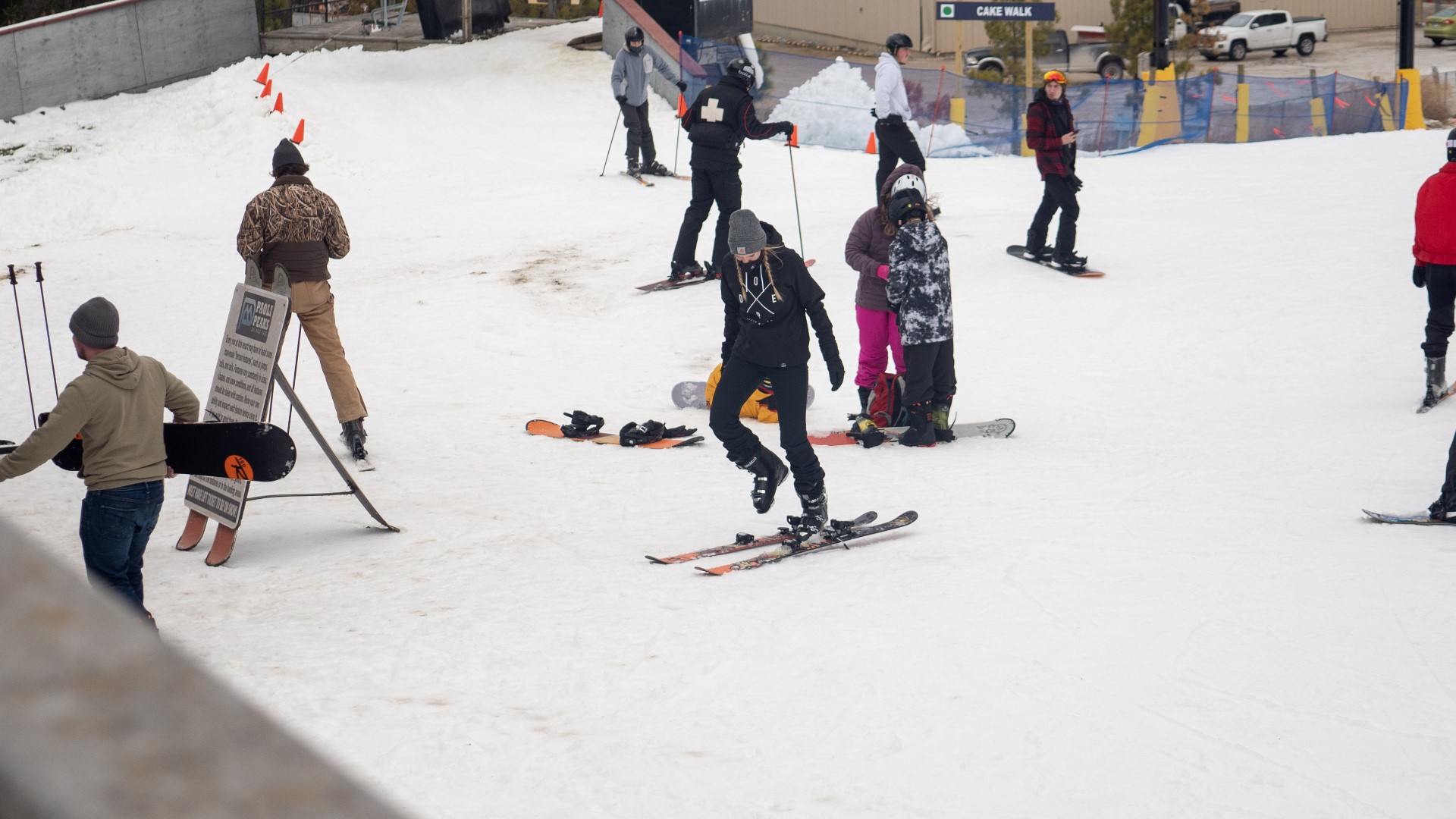 The popular skiing location held a grand reopening after warmer weather caused it to temporarily shut down.