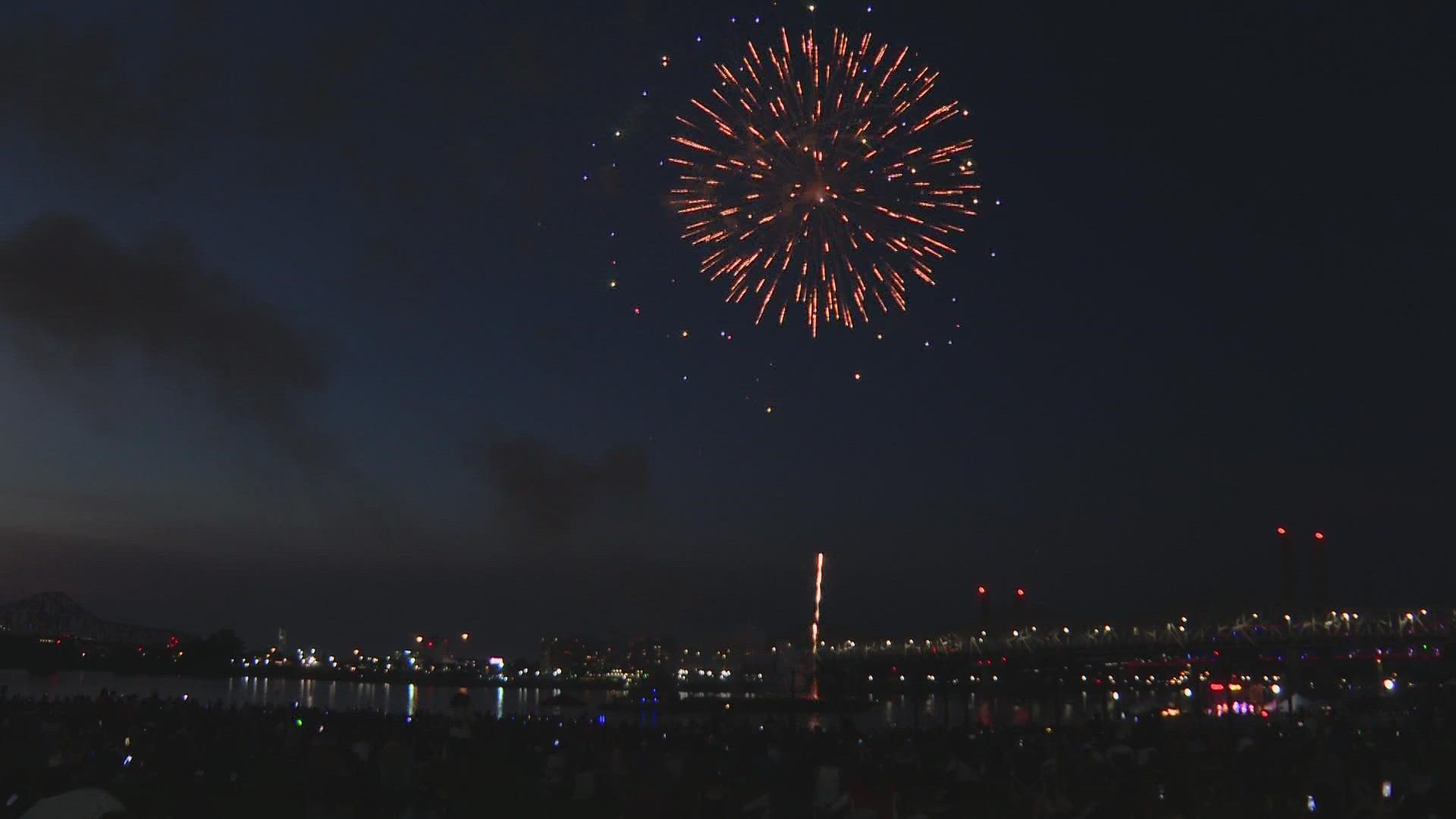 Many in Louisville attended the fireworks display at the Waterfront but had safety at the forefront of their minds following the mass shooting in Illinois.