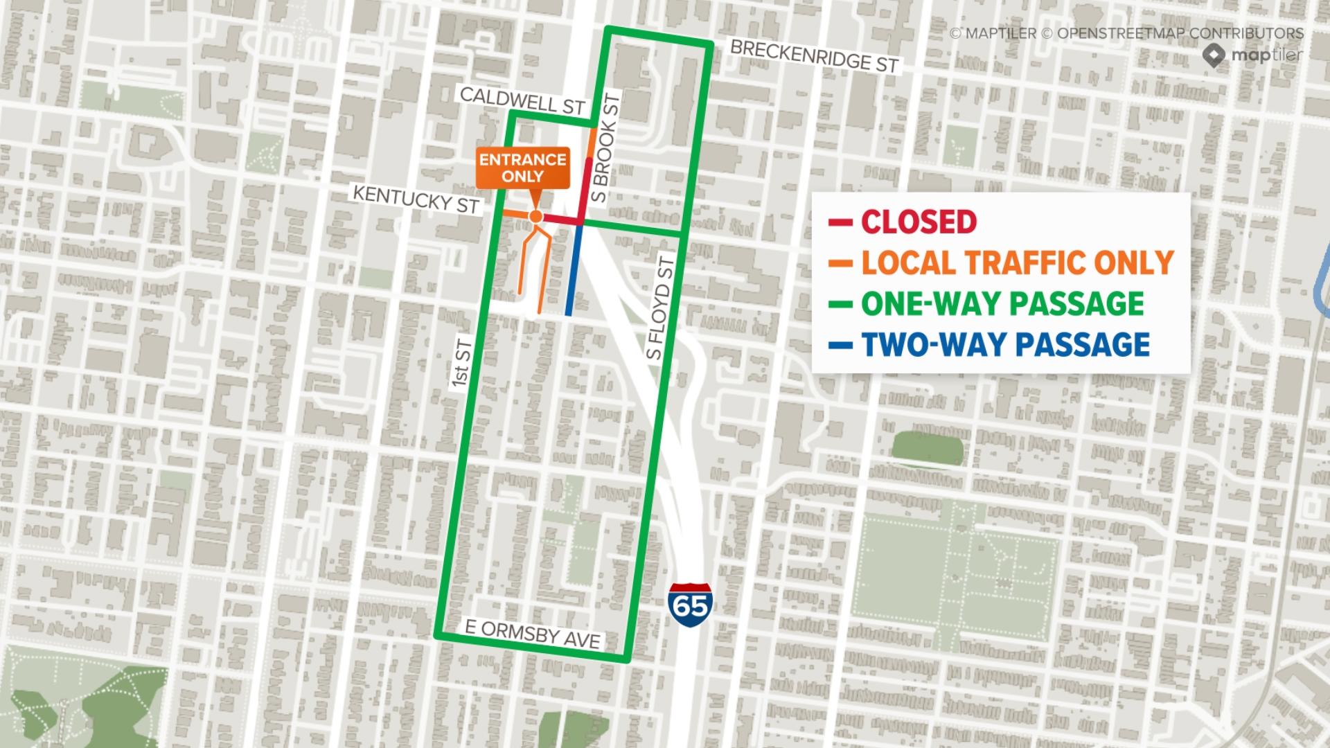 MAPS Louisville Roads Close As Major I 65 Construction Begins Whas11