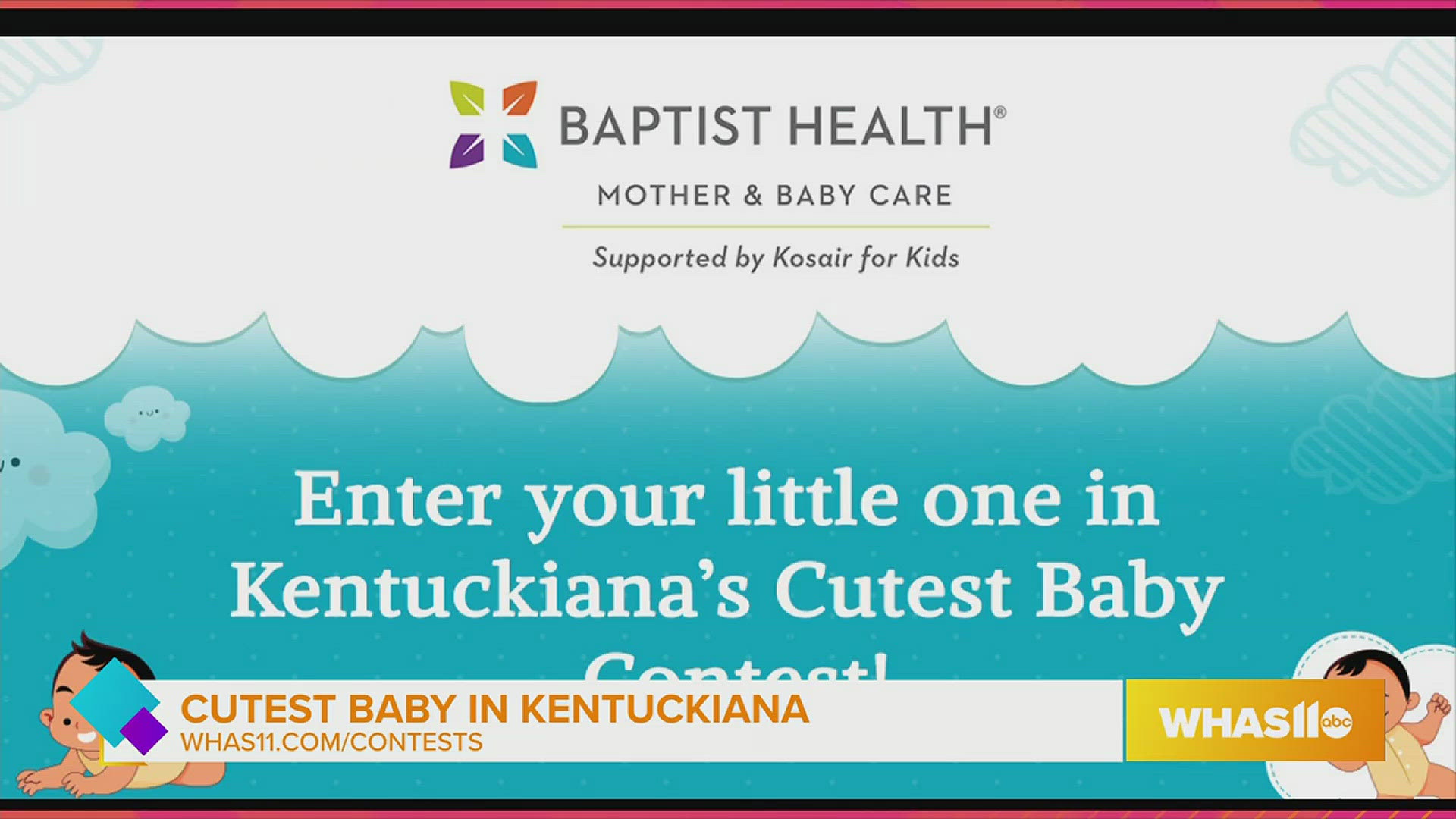 You can win a gift basket and a $100 Mamili gift card by entering the Cutest Baby in Kentuckiana contest by June 17th. Submit your baby's photo at whas11.com/contest