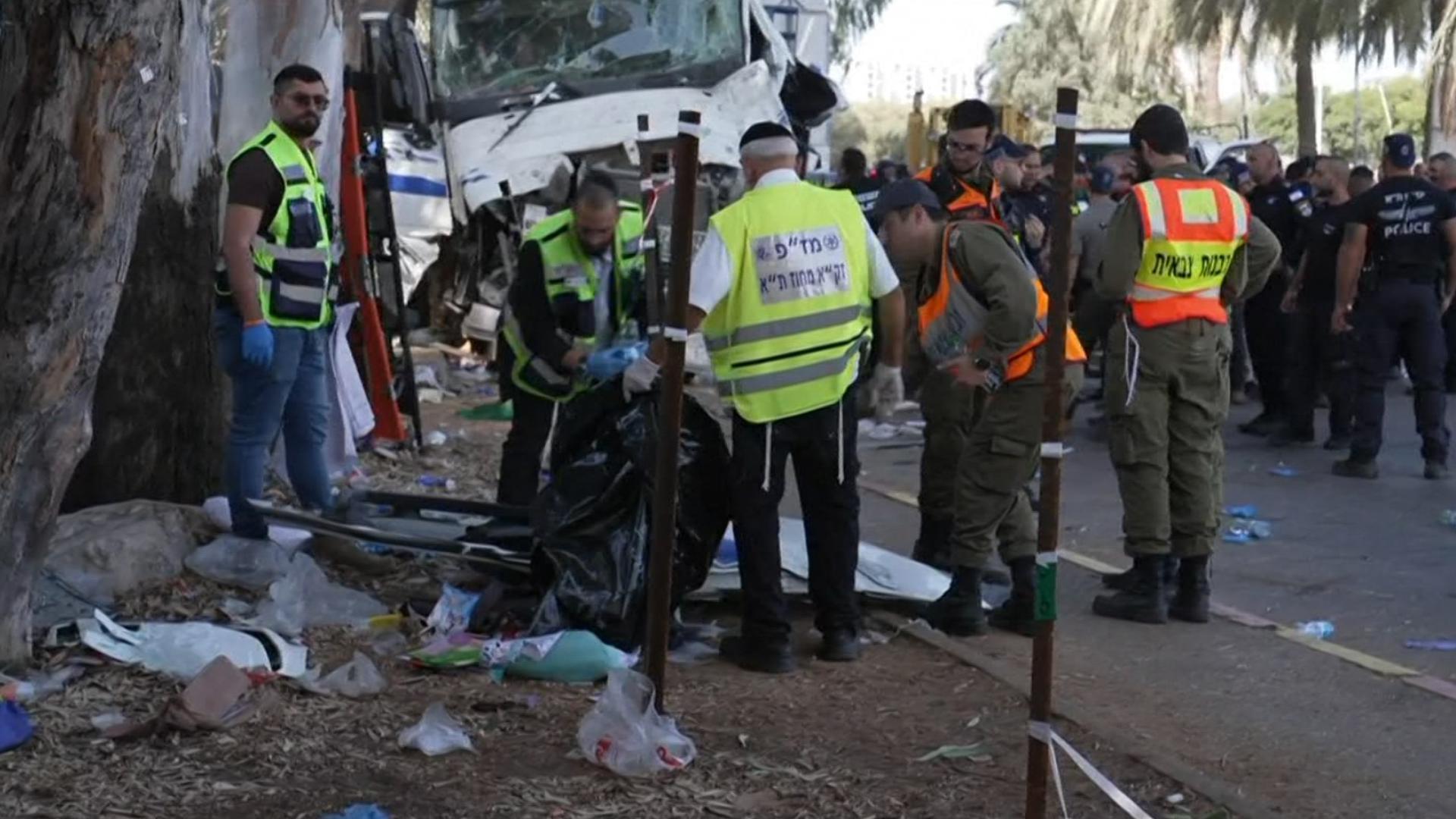 Police are calling it a likely terrorist attack after a truck rammed into a crowd of people leaving one dead near Tel Aviv.