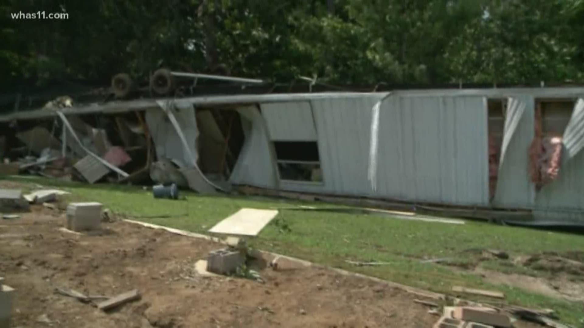 The tornado in Harrison County also hit two trailer homes on Payton Road, just outside New Middletown, Ind.