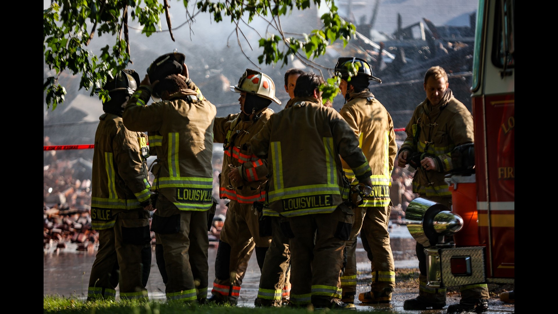 It took more than 100 firefighters to extinguish the massive blaze at the warehouse on Jackson and Caldwell Streets Monday afternoon. No one was hurt in the incident