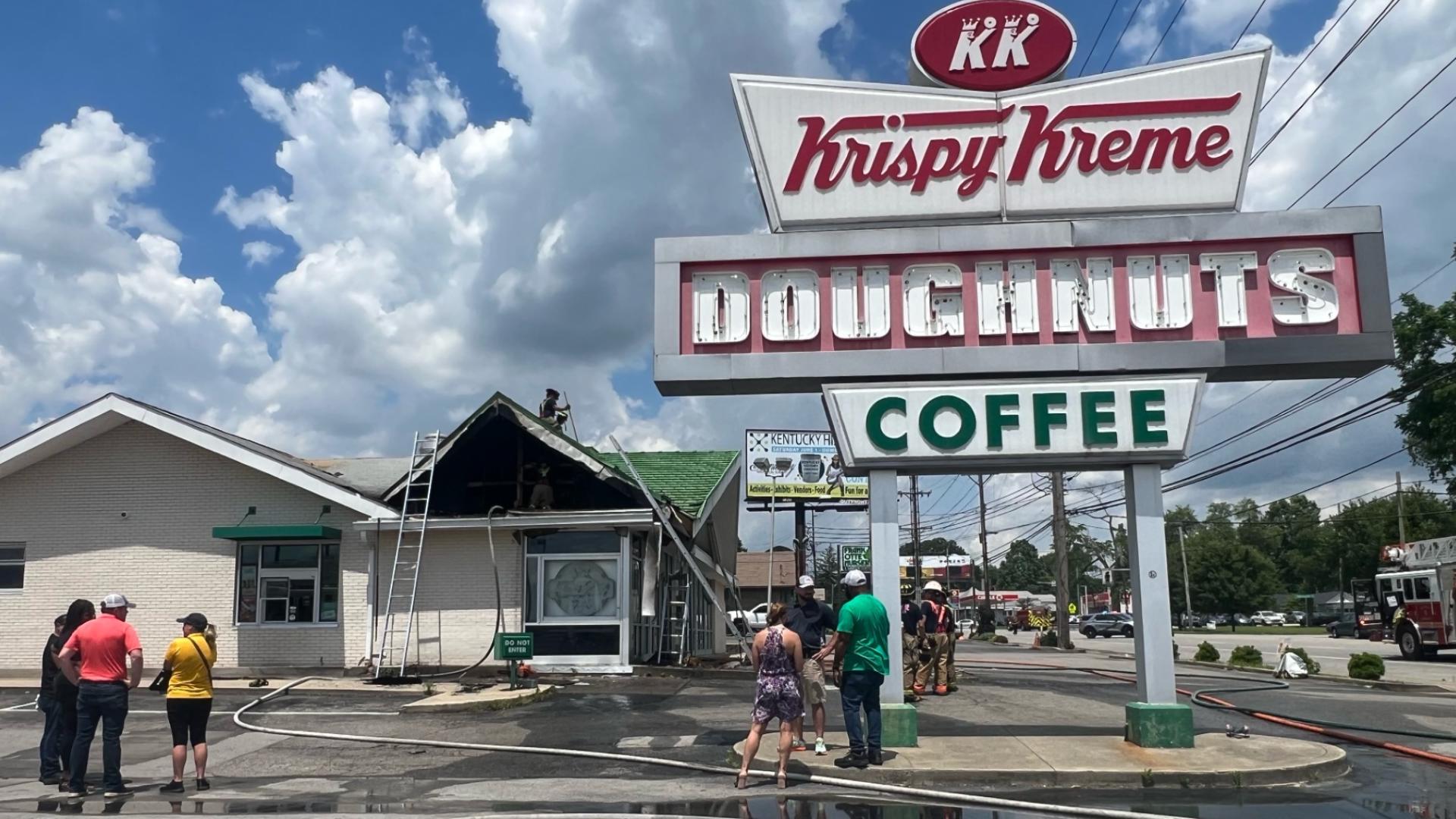 The Krispy Kreme location on Bardstown Road in Louisville was on fire Monday. | May 21, 2024