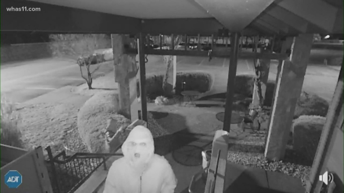 Two masked people were seen spraying a black liquid on the camera above Fante's front door.