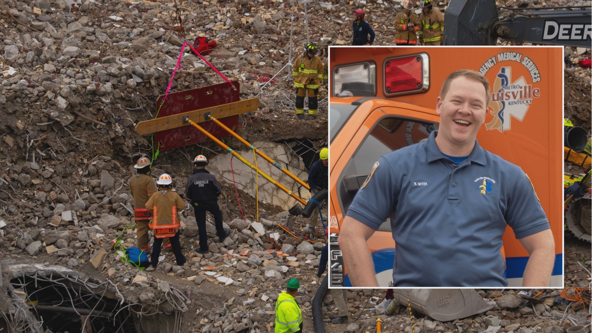 Nathaniel Witek spent hours 10-feet underground giving care to a construction worker trapped under rubble.