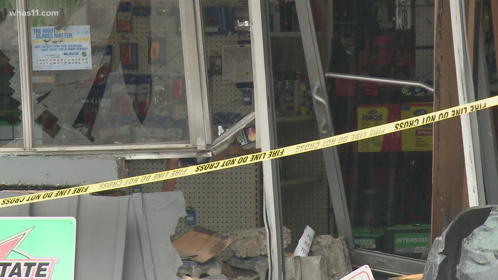 Police are investigating after a car crashed into Eastview Auto Parts early Saturday.