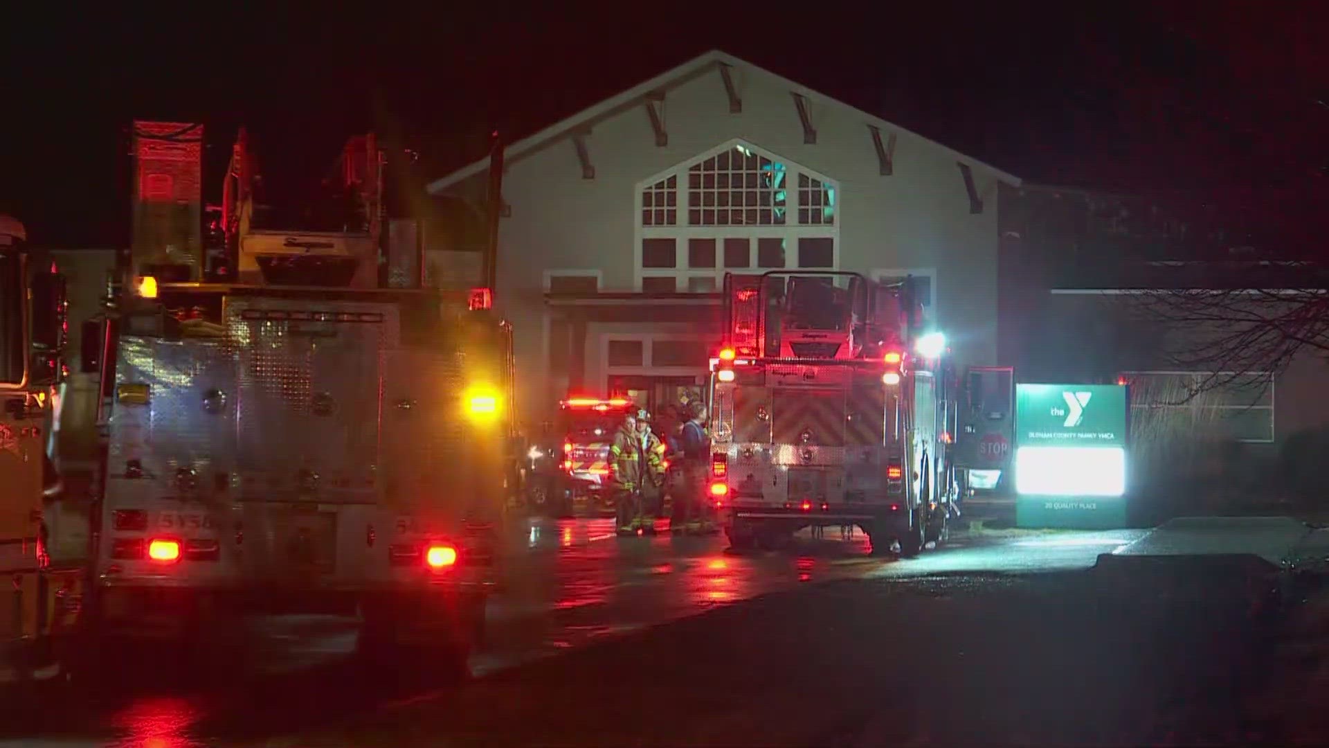 Officials say the fire started in a chicken coop outside the YMCA.