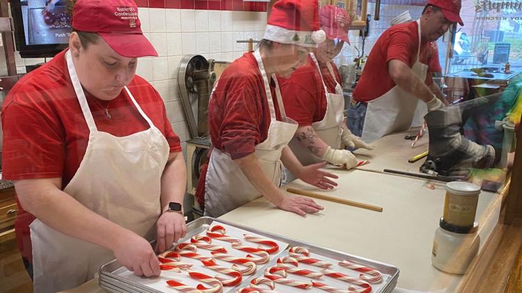 PHOTOS: Patrons watch as Schimpff’s Confectionery makes signature holiday candy