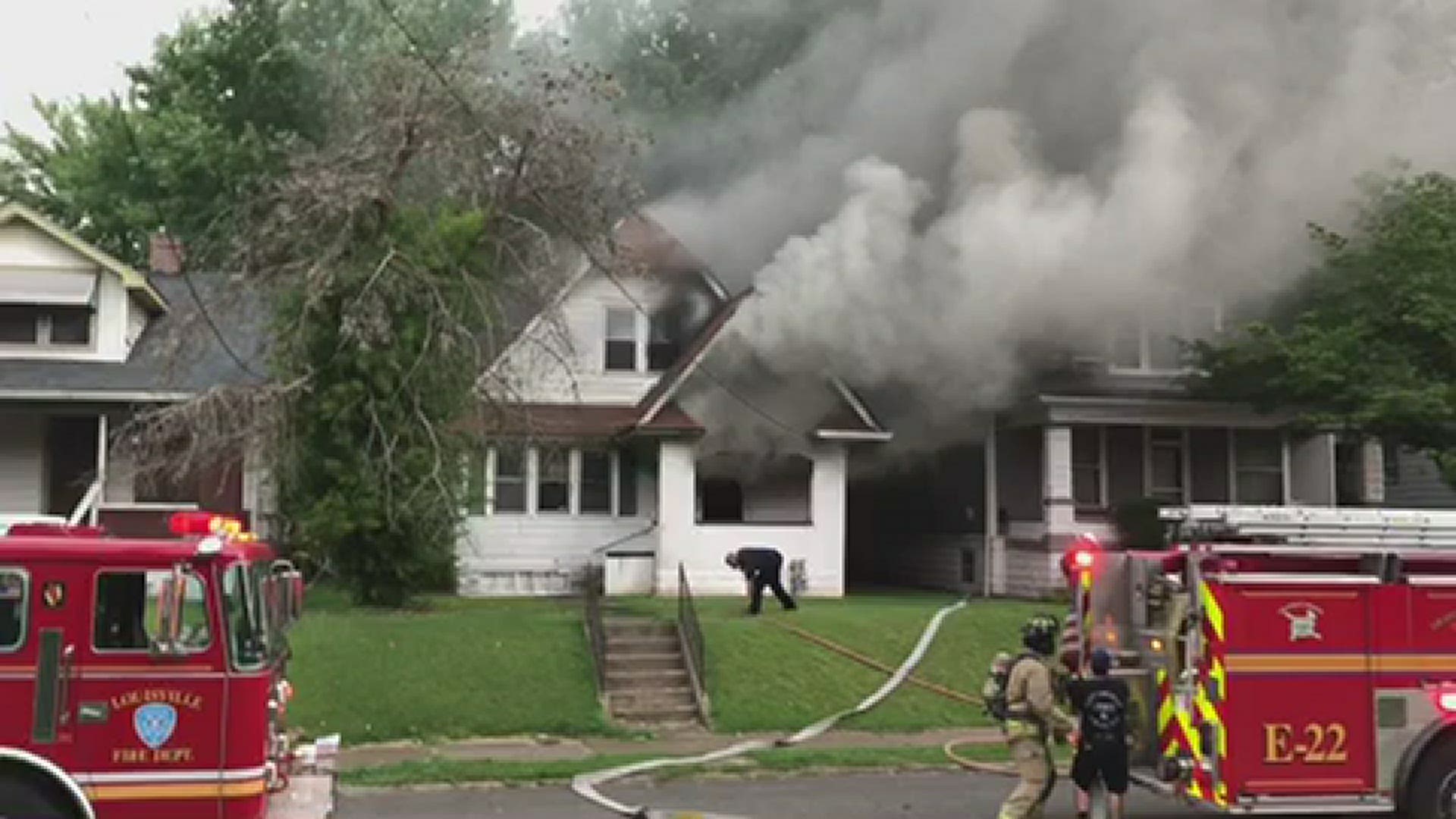 LFD crew work house fire in the 600 block of S. 41st Street. 15 minutes after arriving the 25 responding firefighters had the fire contained, LFD says.