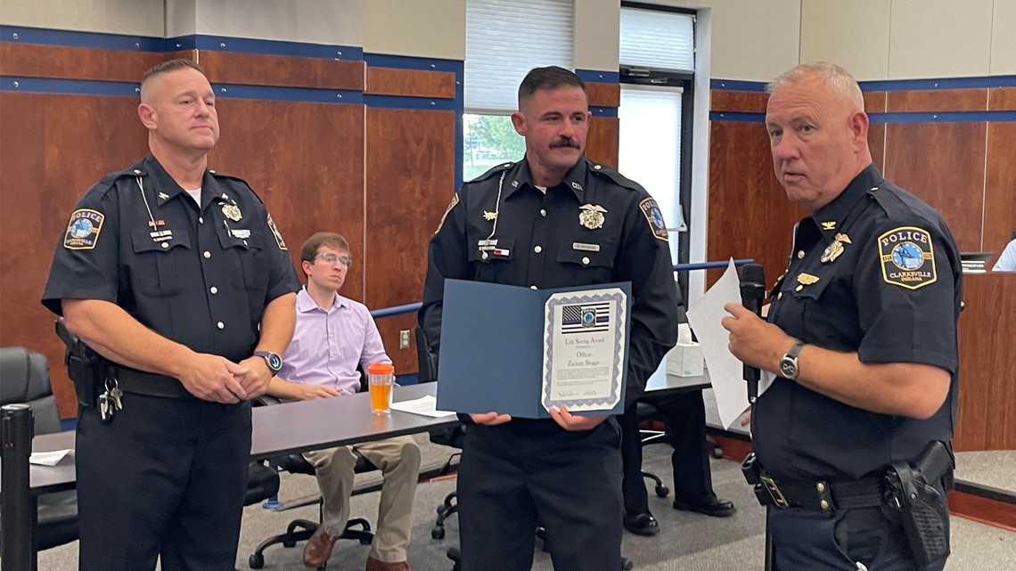 Indiana police officer recognized after saving crash victim's life ...