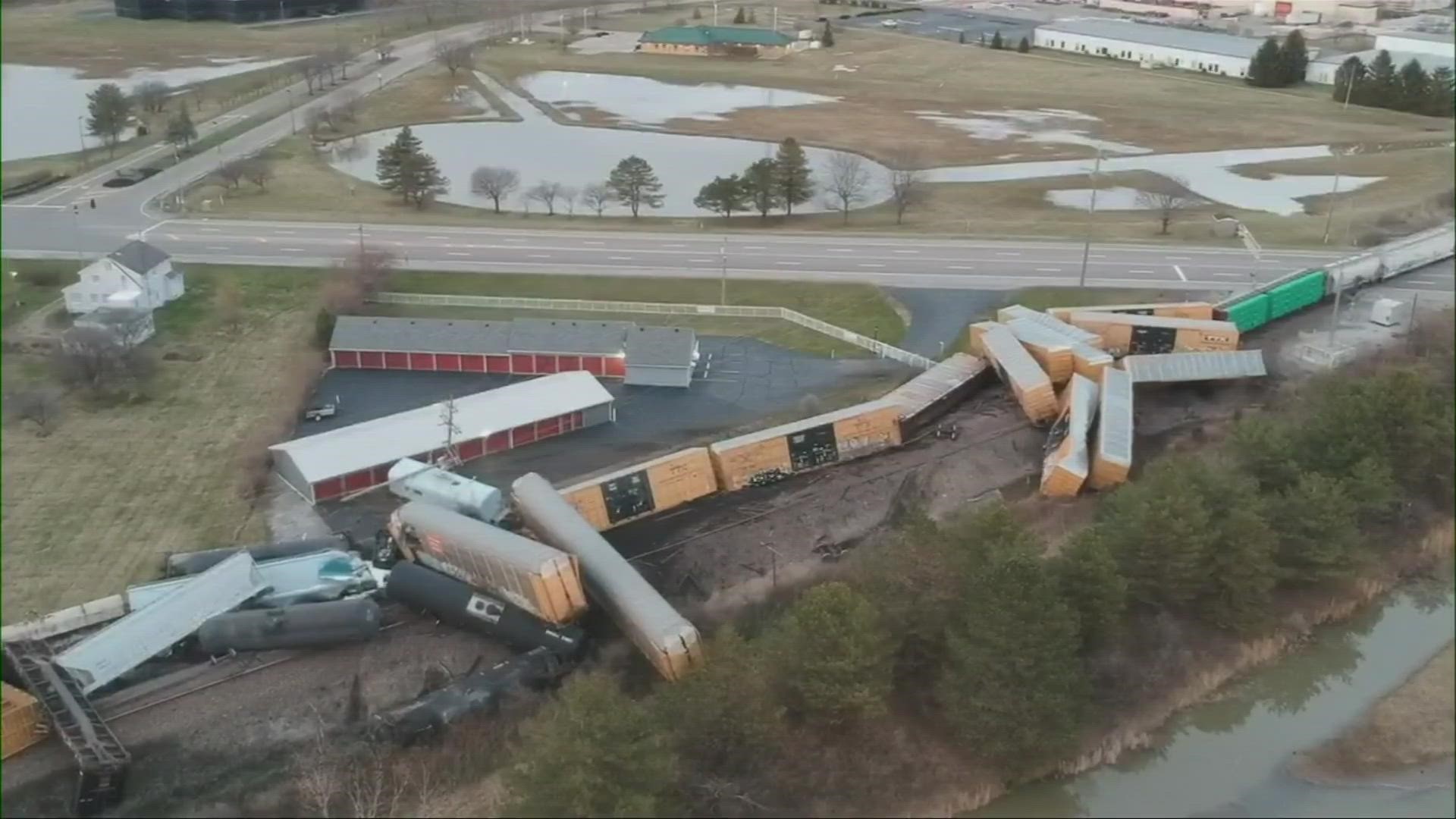 Approximately 20 cars of a 212-car Norfolk Southern train derailed while traveling southbound in Springfield.