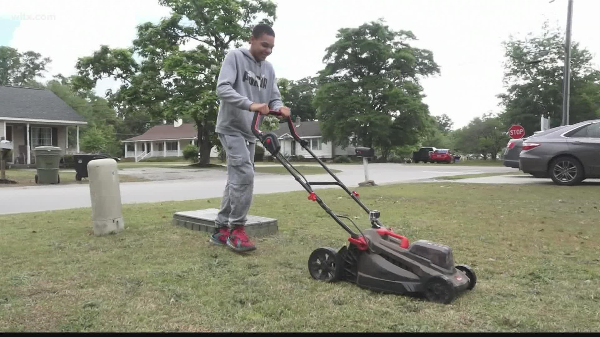 14-year-old Tyce Pender has started his own lawn service to help fund a very special project.