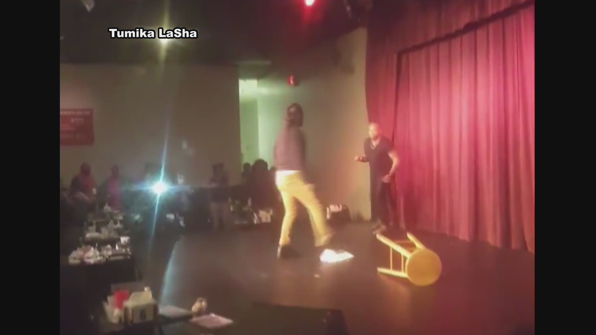 A video from a member of the crowd shows a man attack a comedian onstage at the Comedy House.