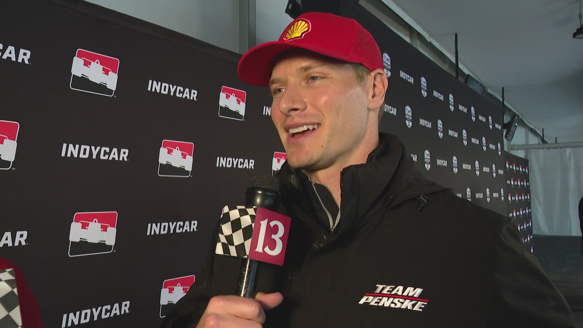 13Sports reporter Dominic Miranda talks with Team Penske's Will Power and Josef Newgarden following the team's cheating scandal.