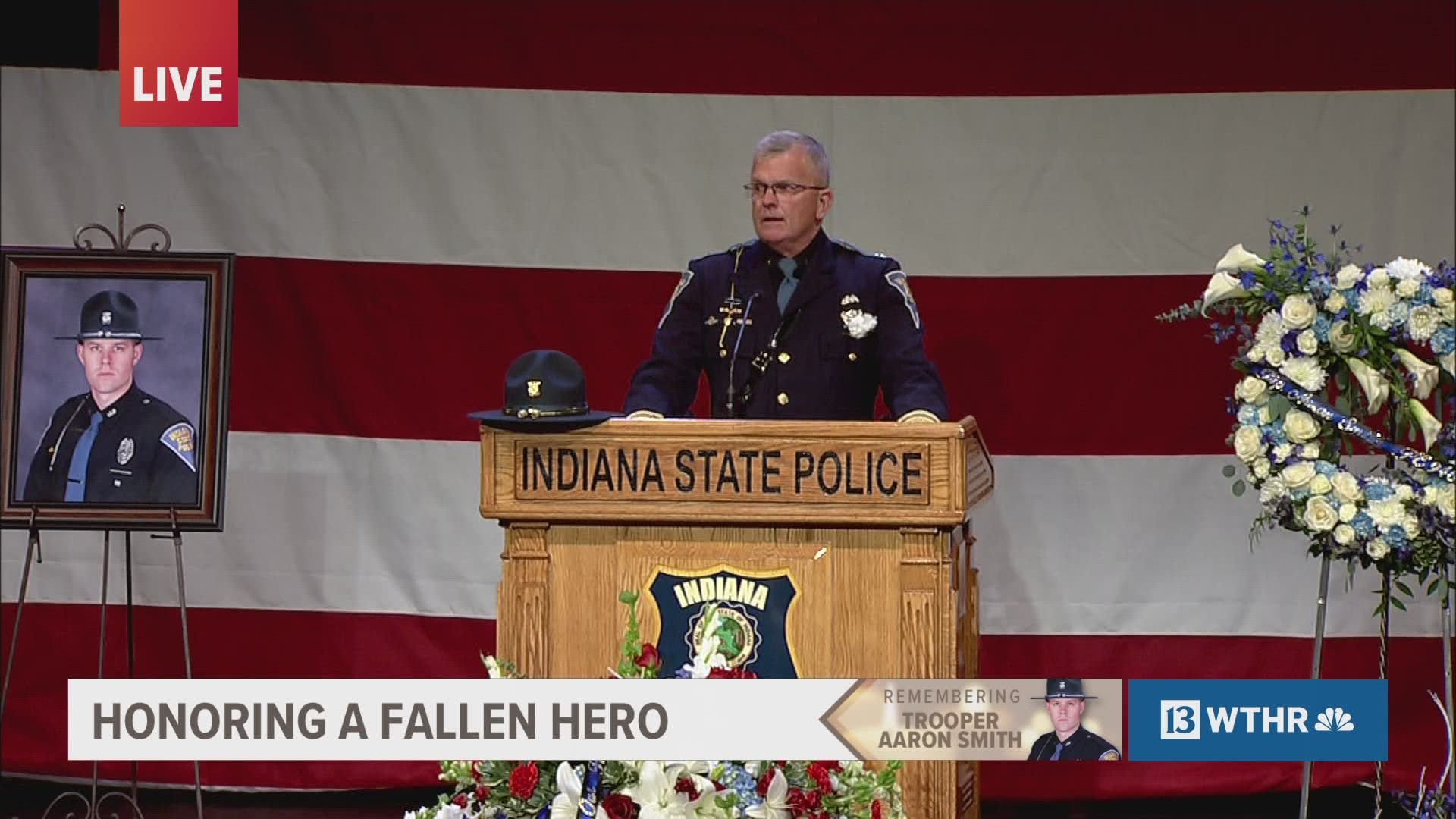 "You are all owed a debt of sincere gratitude for sharing him with us," Doug Carter said to the family of fallen Trooper Aaron Smith.