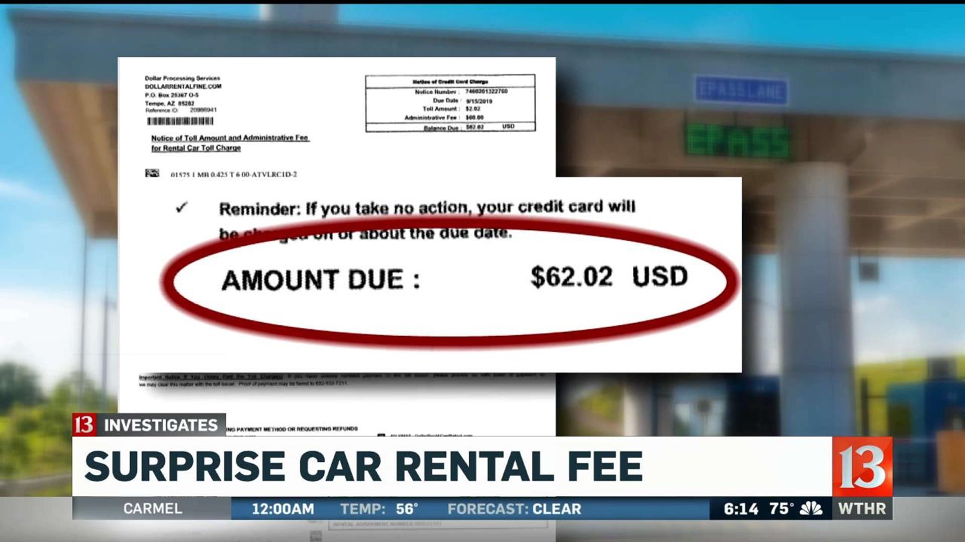 13INV Car Rental Toll Fees